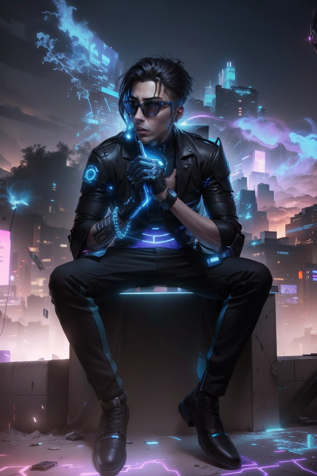 Change background cyberpunk handsome boy, realistic face, 8k, ultra realistic,