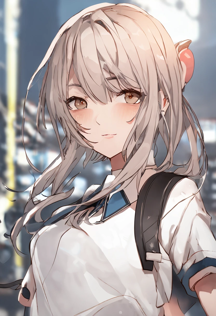 1girll, 独奏, White polo shirt, White sneakers, tennis wear, white mini-skirt, tmasterpiece, Best quality at best, realisticlying, ultra - detailed, (shiny skins, perspired:1.4), absurderes, looking at viewert, with short black hair, with brown eye,slenderness,Dynamic light and shadow,A high resolution,Sharp focus,depth of fields,The eyes are delicate,Sharp pupils,pupil realistic,(middlebreast:1.6),(Thigh thick:1.0),,Sitting on a man undressed,Expression satisfaction
