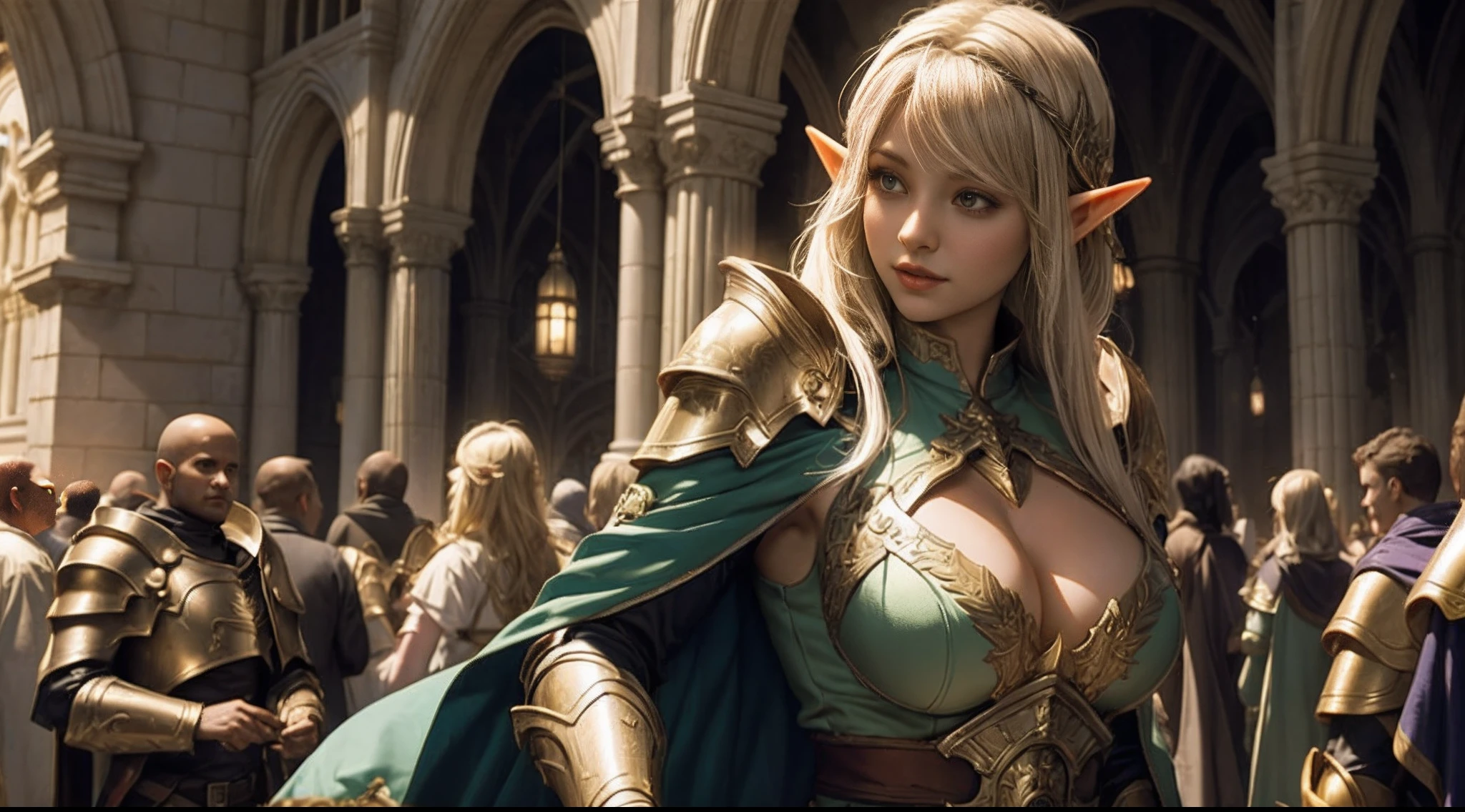 female elf，holy paladin，Large breasts