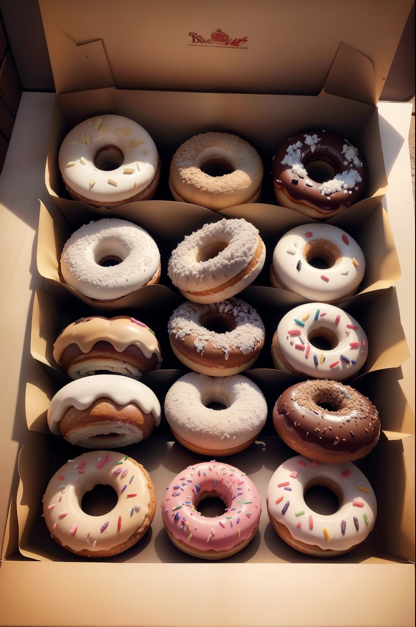 "RAW photo, best,masterpiece, best quality, high quality, extremely detailed,mouth-watering, irresistible sweet donuts with delectable toppings"