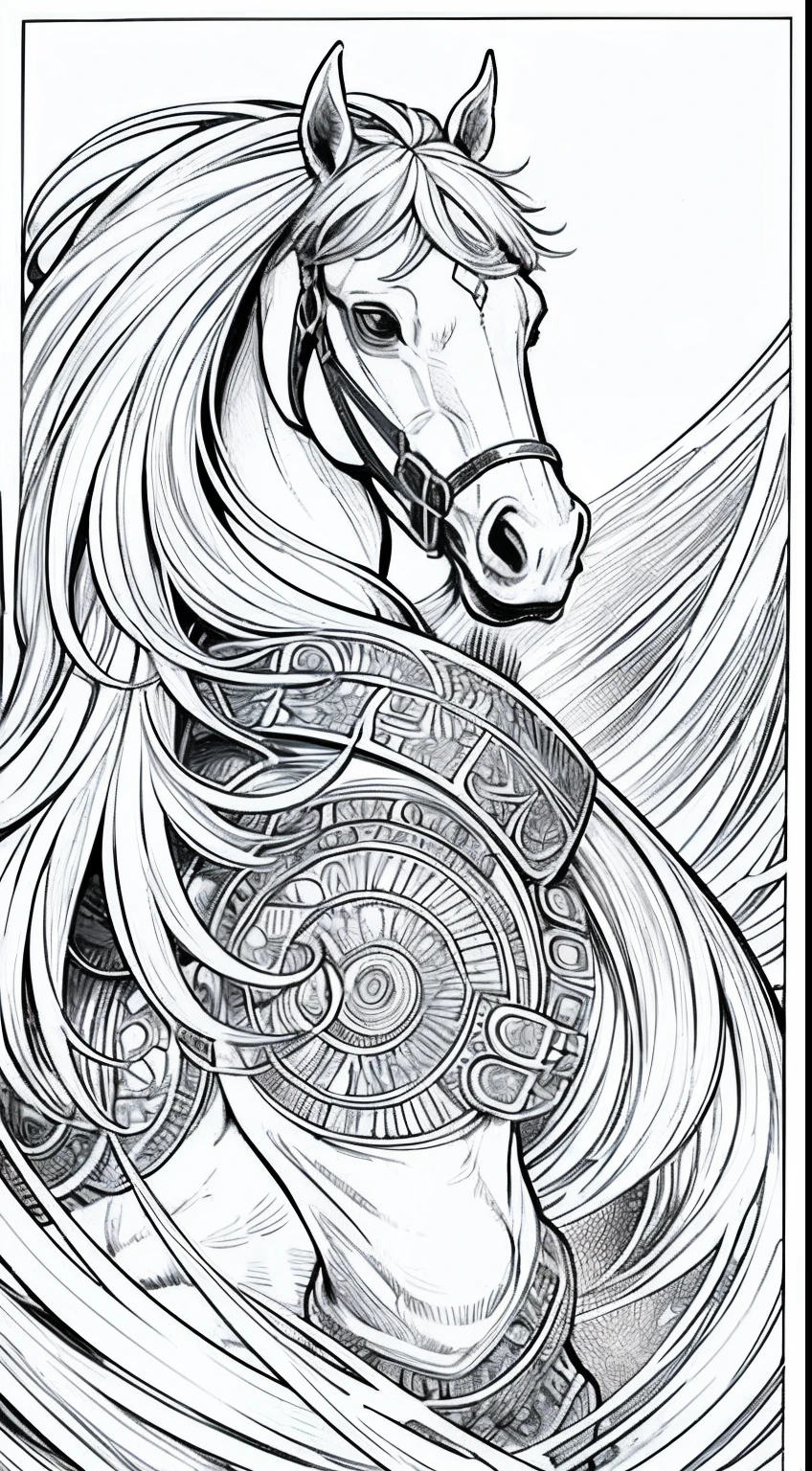 Moroccan sultan on top of his great Legendary horse in moroccan environnement hyper realistic super detailed Dynamic Line art comics