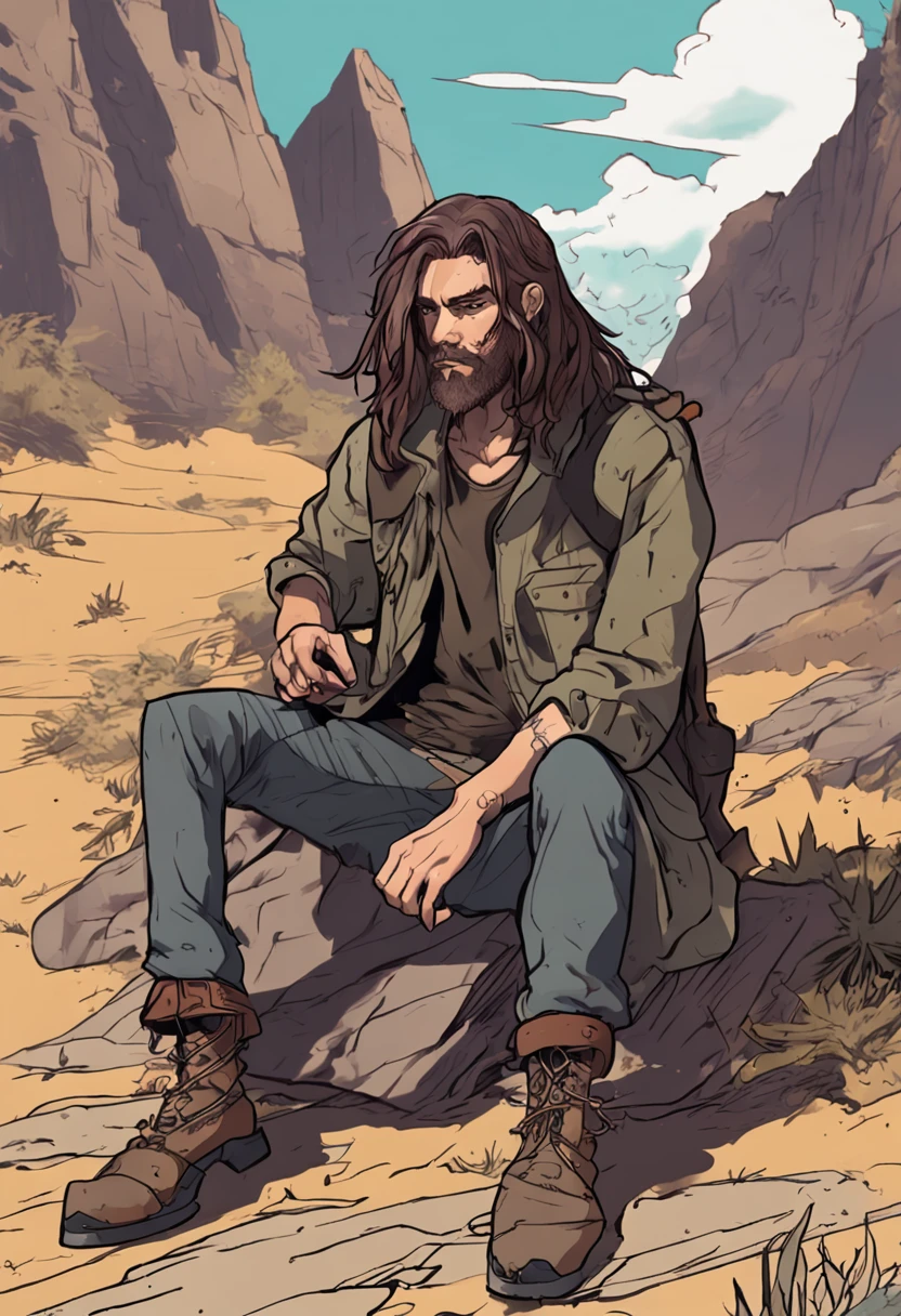 Illustration Wilderness Male 2D Anime Long Hair Wasteland