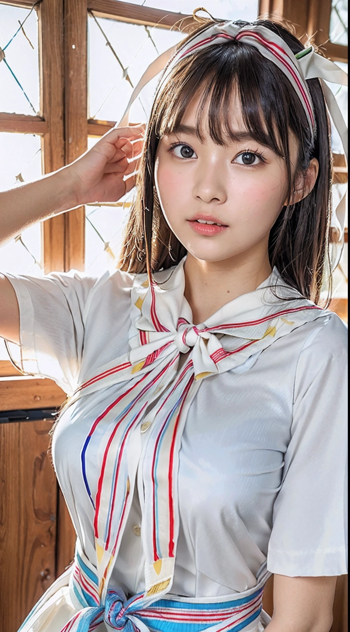 (highly detailed big breasts, areolae and nipples:1.2), (each big nipple in the center of each large pretty areola:1.3), ((fantabulistic taut cleavage)),