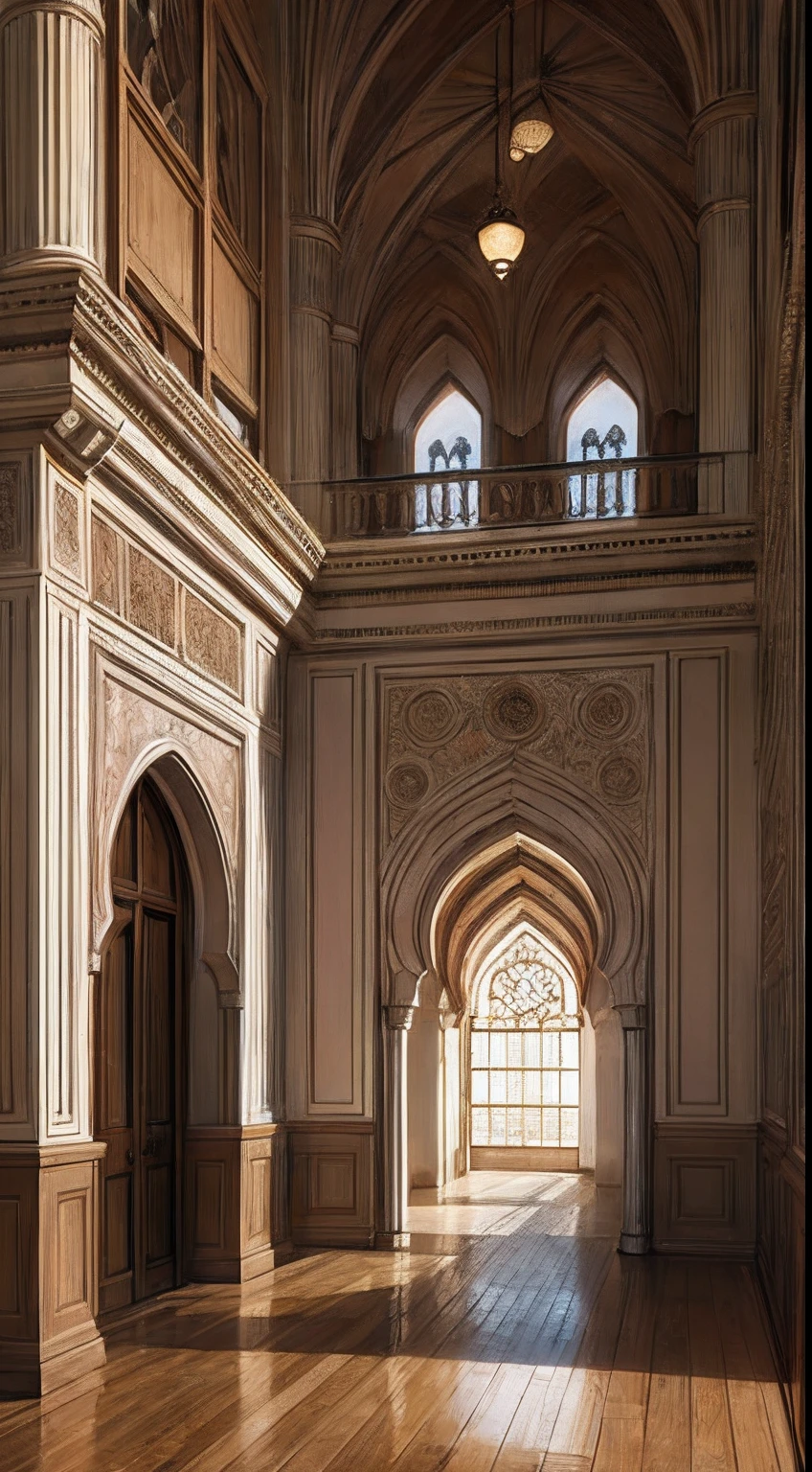 Moroccan castle interior luxury architecture environnement medieval hyper realistic super detailed détails