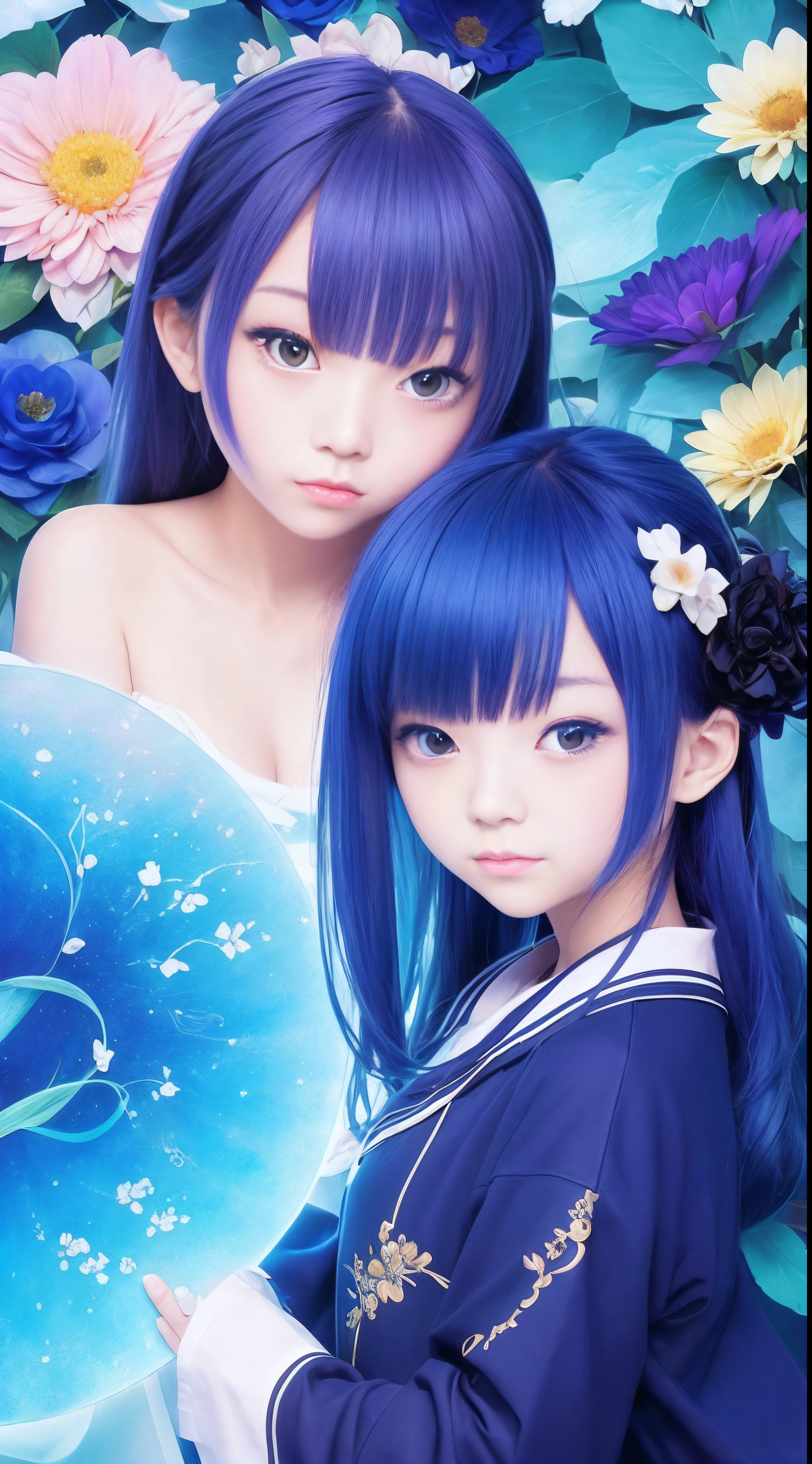 intense、Blue Higan Flower、Generate text describing Arianna's paintings。Her work is full of passionate colors and unique shapes.、Grab the viewer's heart and keep them going.。Her work is like emotions and thoughts projected on a canvas.、Deeply impresses the viewer。In particular, please write in the image of her masterpiece.。