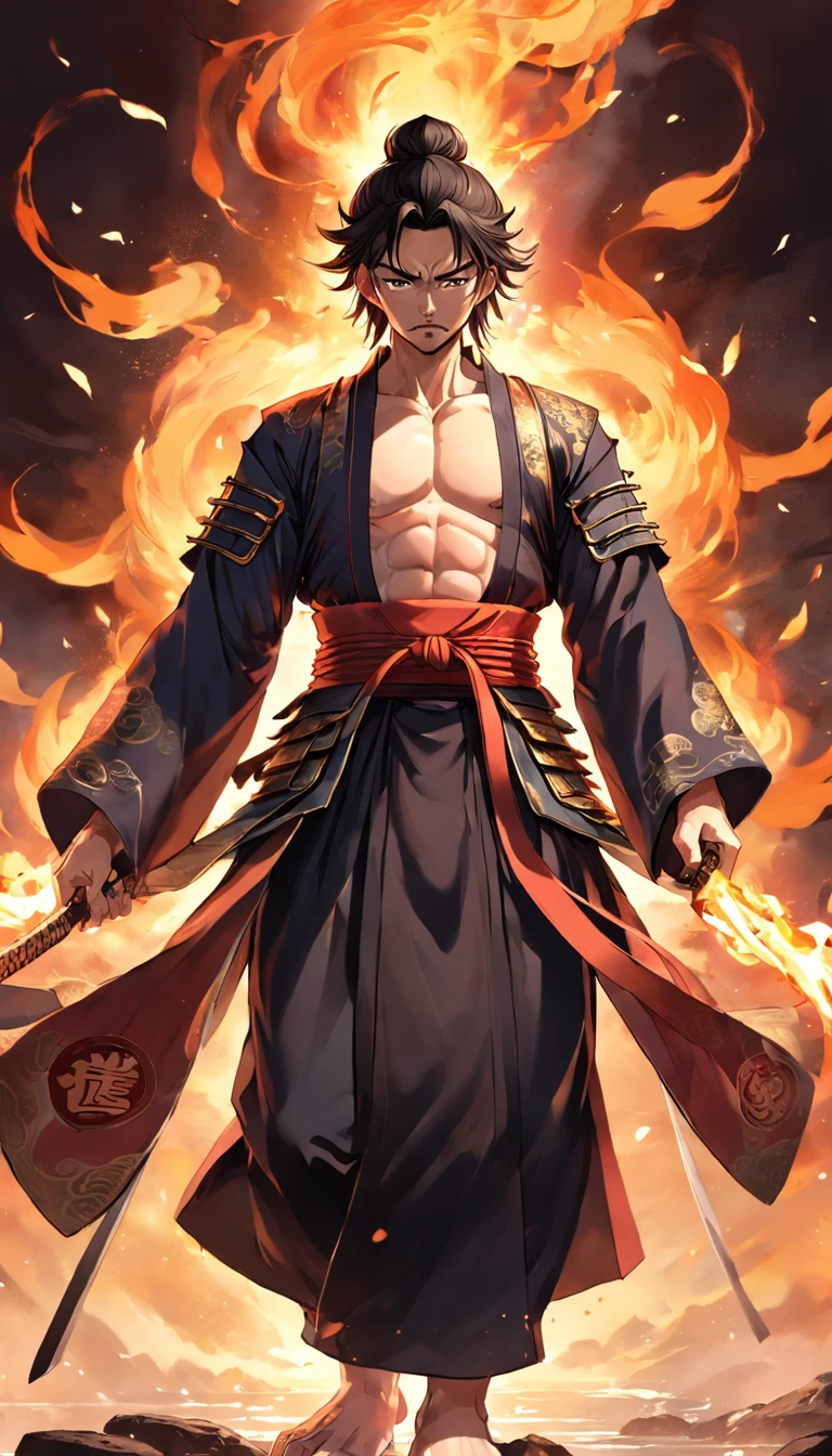 I don't want to draw the king of Ming, King of Buddhism in the Ming Dynasty, Like the old samurai。Wear flames and flames that mainly cover parts of the human body。I had a sword in my hand。