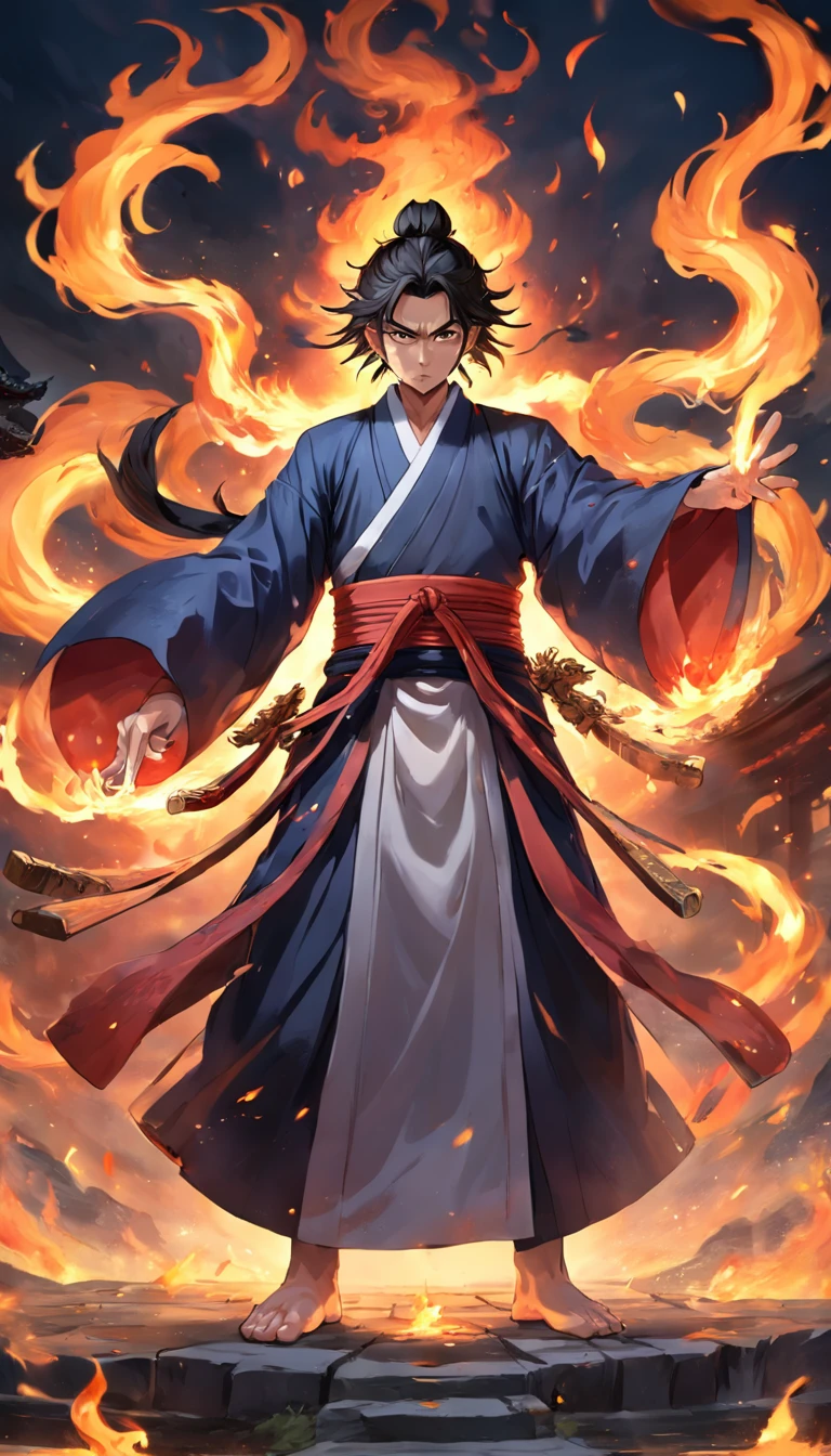 I don't want to draw the king of Ming, King of Buddhism in the Ming Dynasty, Like the old samurai。Wear flames and flames that mainly cover parts of the human body。I had a sword in my hand。