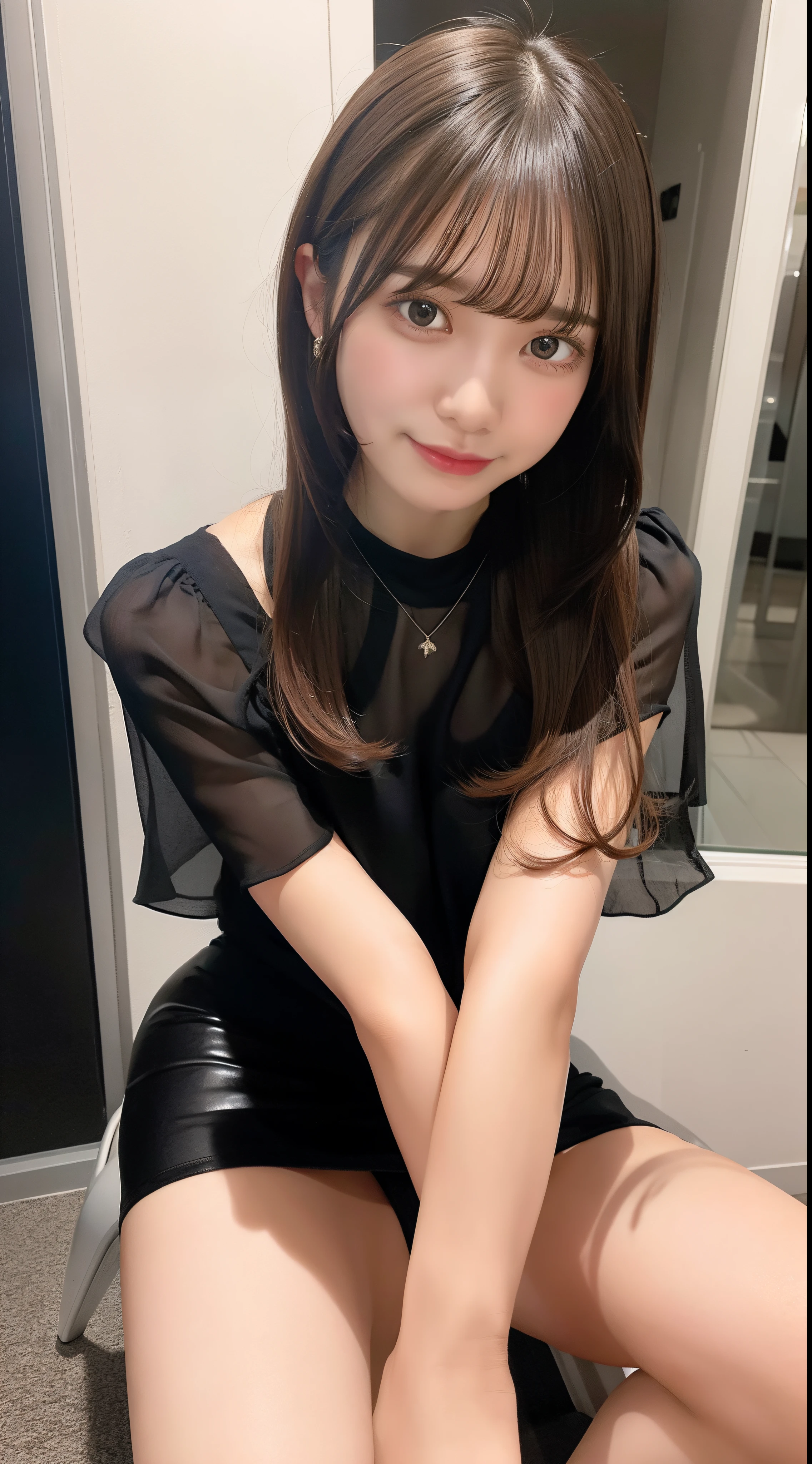 1garl、ighly detailed、sit down and open legs、shinny skin、a miniskirt、blouse