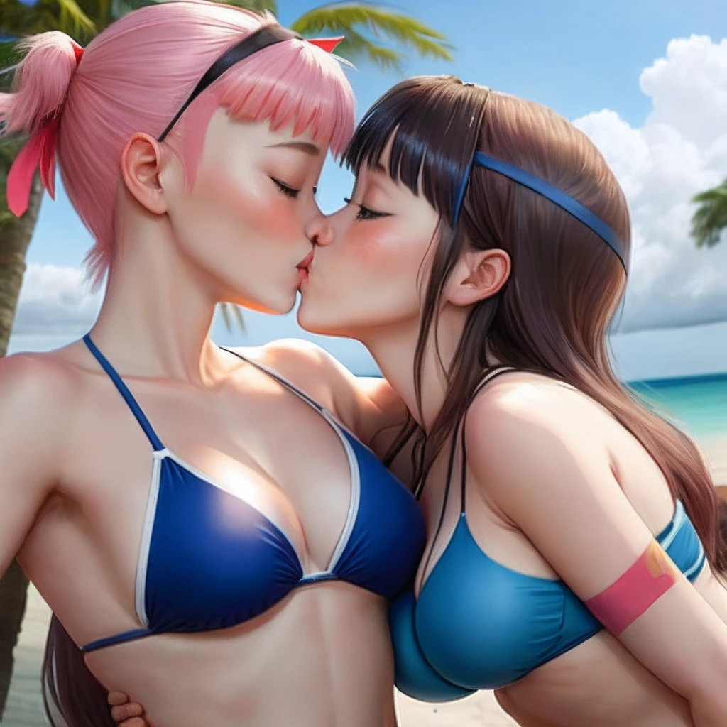 Sakura wear  blue bikini and kiss hinata