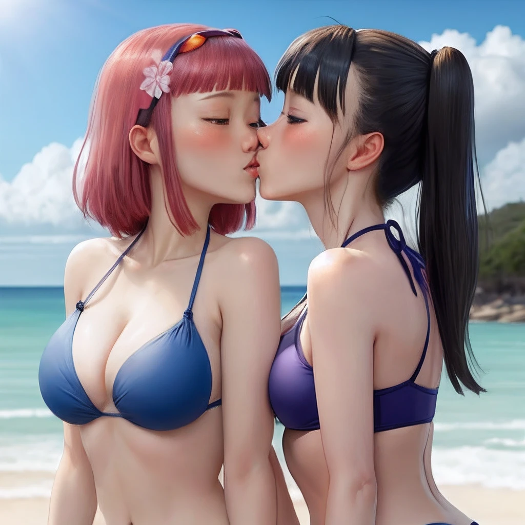 Sakura wear blue bikini and kiss hinata