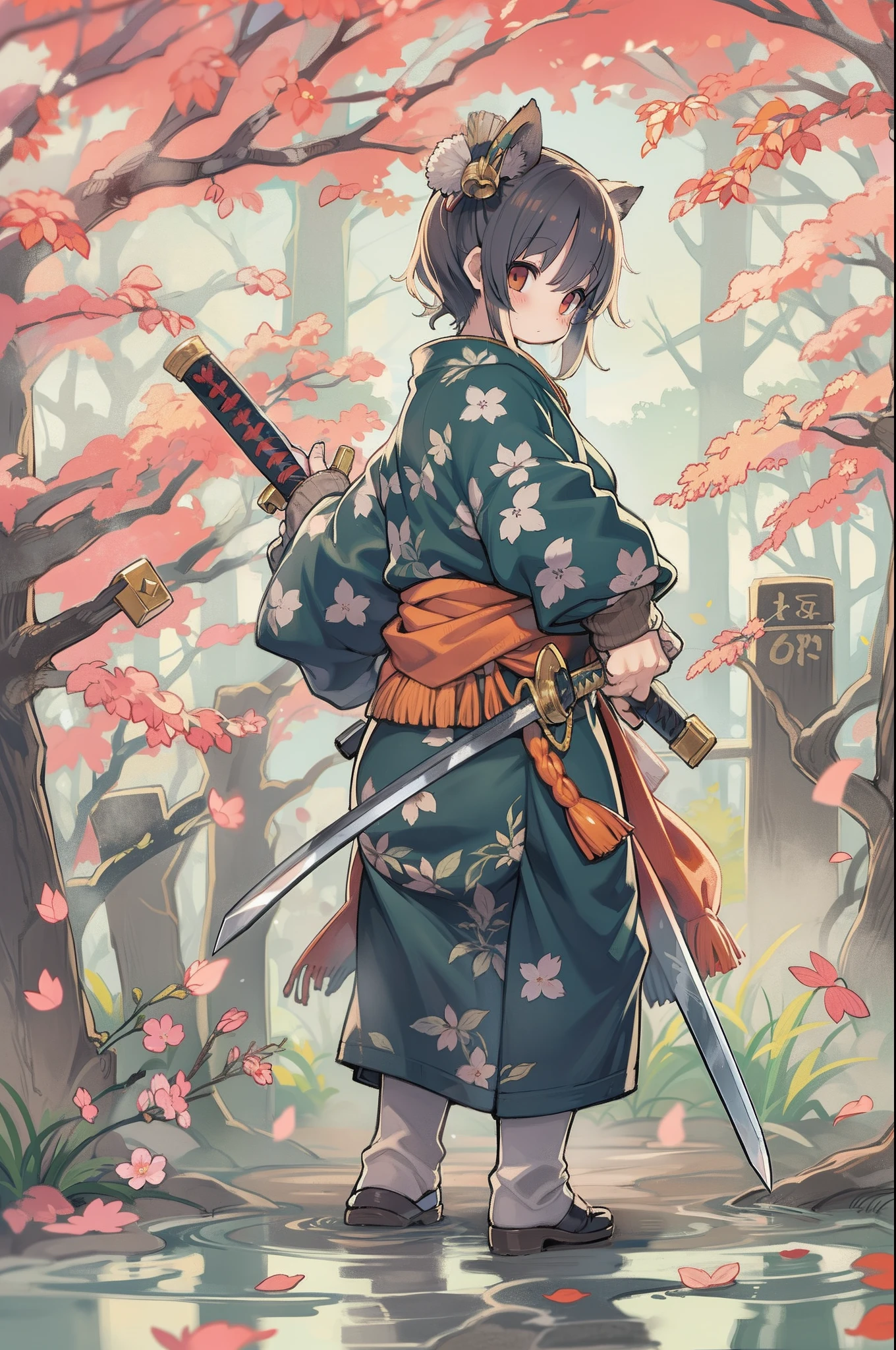 samurais、wielding a katana、Cute 、Muchimuchi