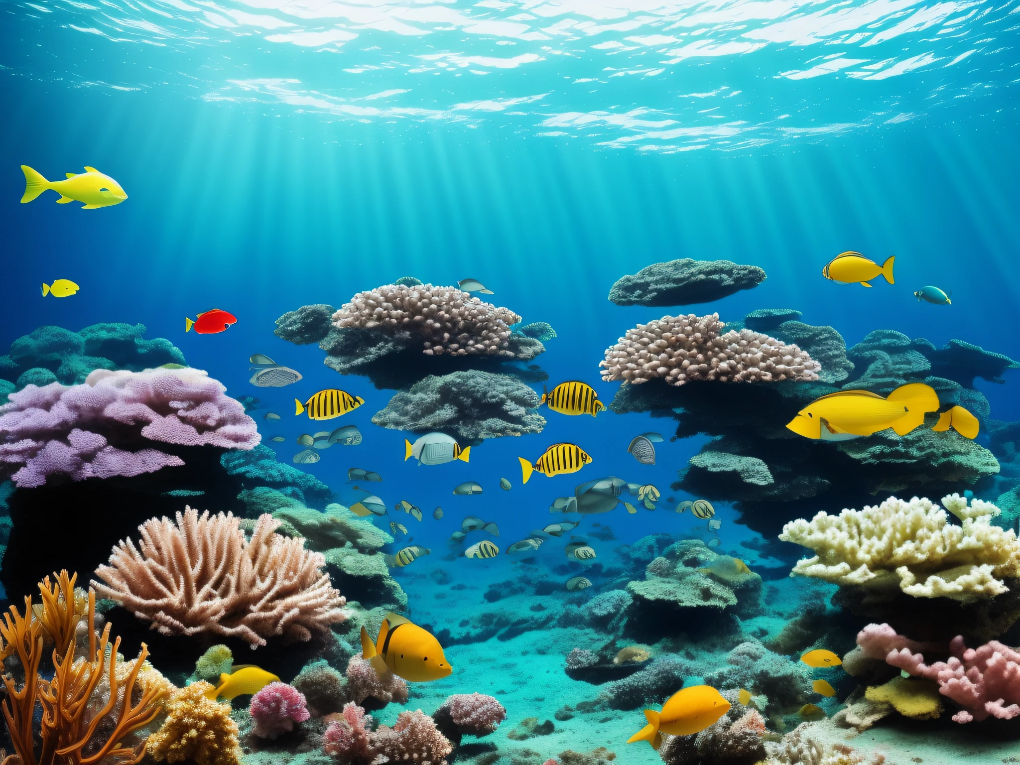 Underwater Scenes: Marine life and underwater environments.
