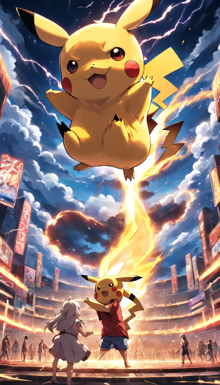 Pikachu fights a size Zeus on the sun.