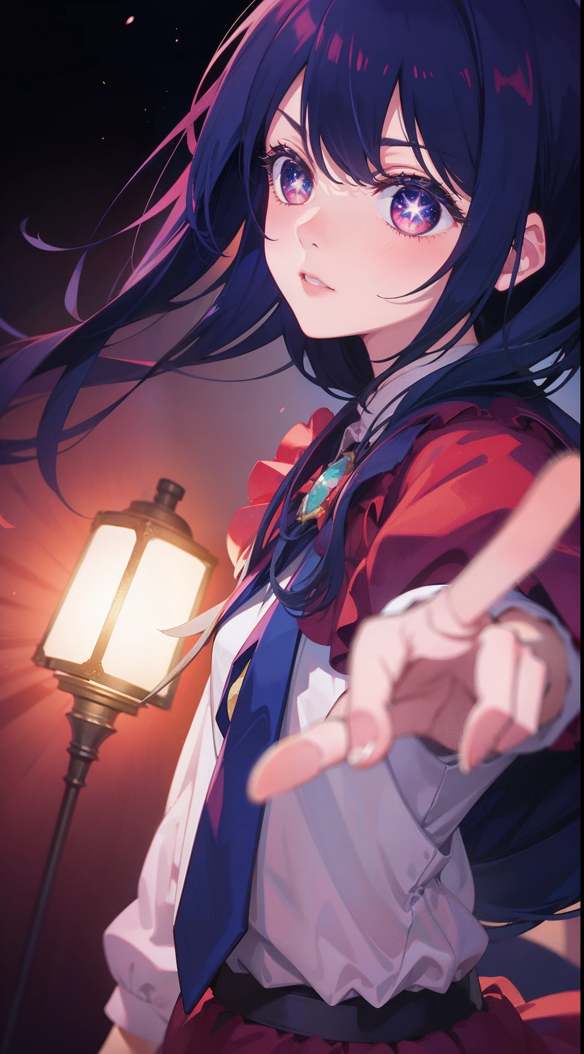 Ai Hoshino,Star eyes,A half body,stage,lamplight