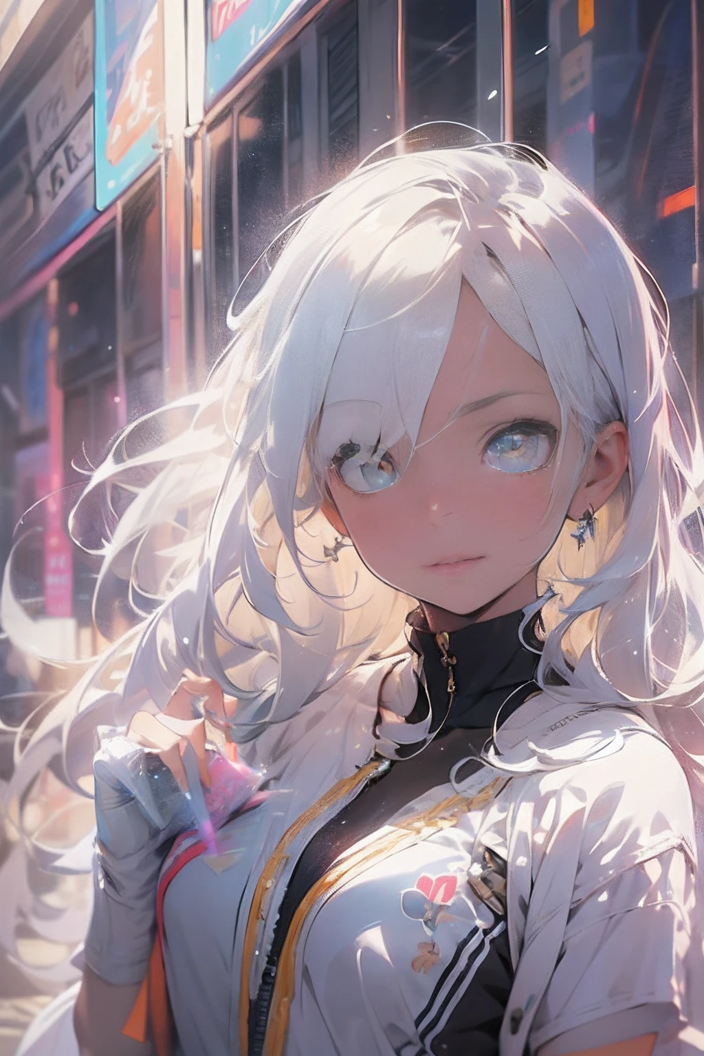 (masterpiece), (best quality), 8k resolution, 1girl, beautiful girl, stunning beauty, mature female, 30yo, white hair, glowing golden eyes, cool, portrait, minimalism, simple line, simple anime style