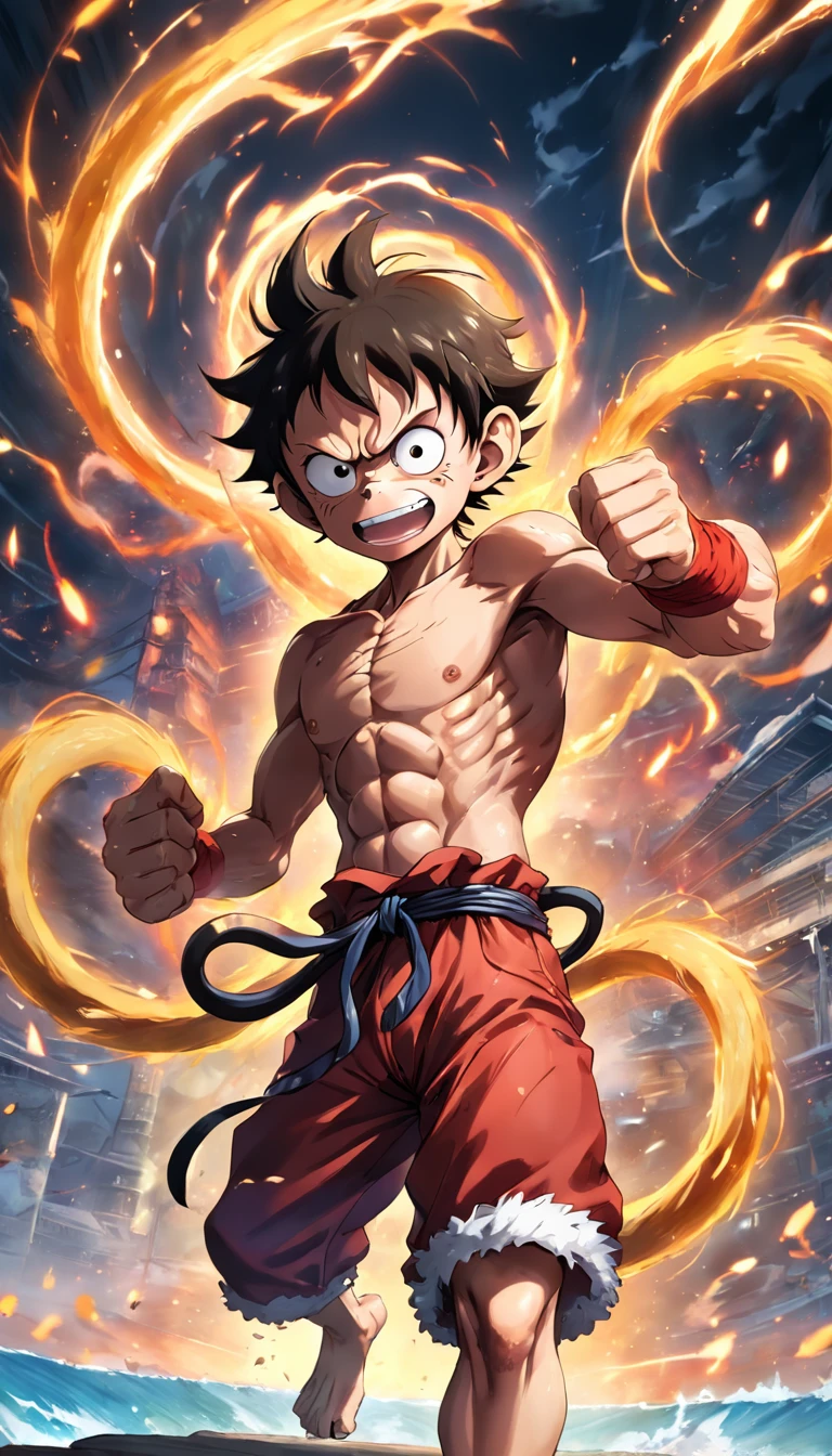 Detailed illustration of Monkey D. Luffy in his gear 5 form