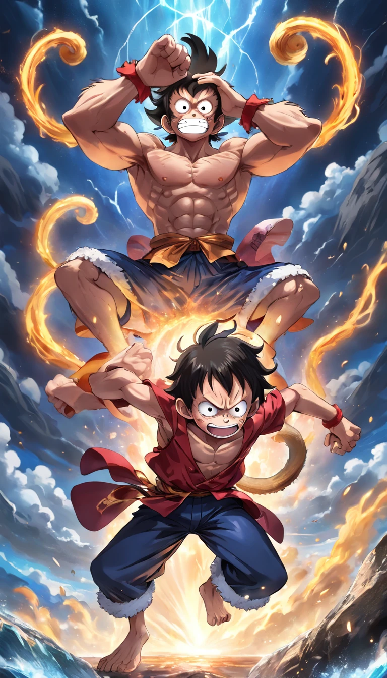 Detailed illustration of Monkey D. Luffy in his gear 5 form