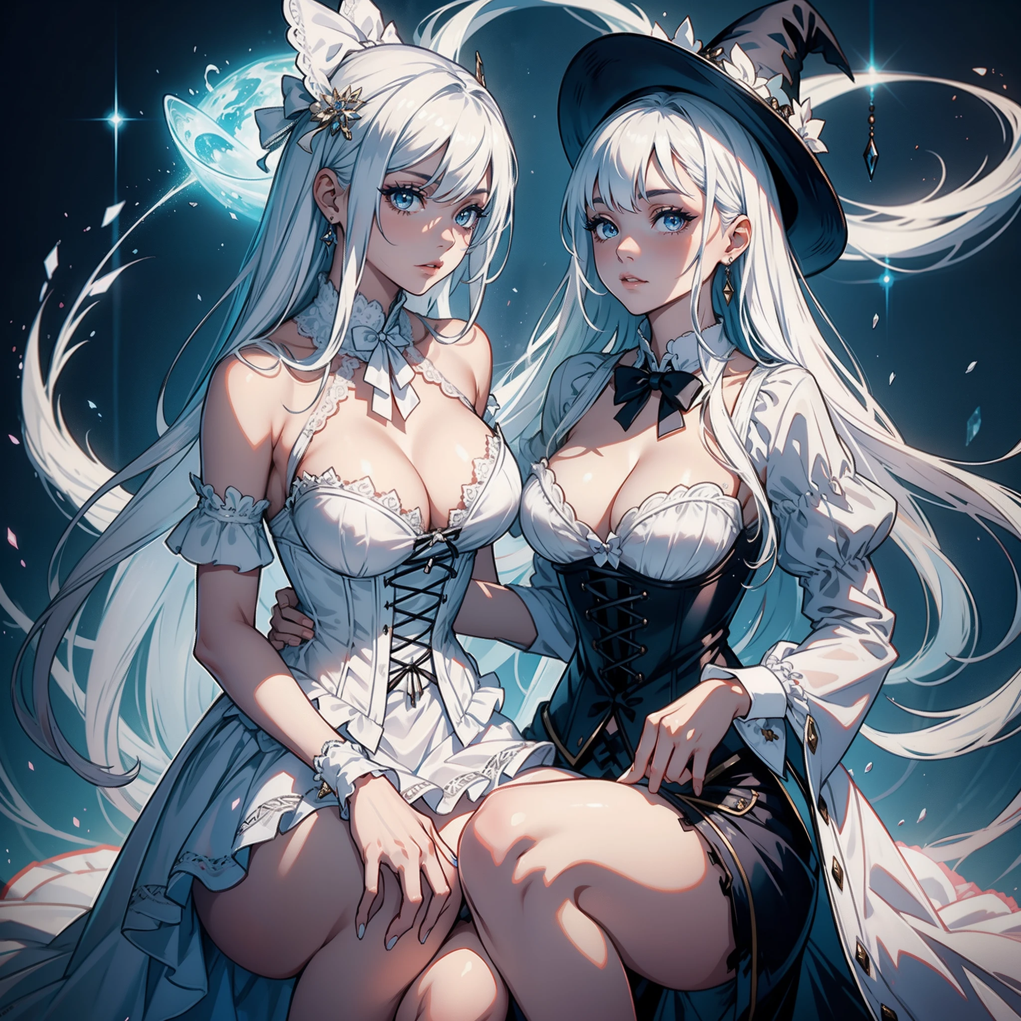 "Captivating beauty bewitches in a mesmerizing white broderie corset, leaving all onlookers spellbound
