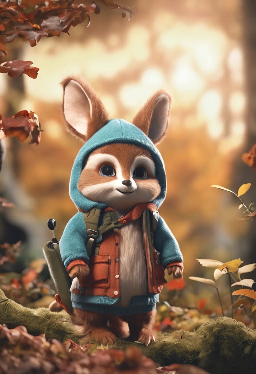 Childrenswear outfit, 児童書, A rabbit, a fox, Squirrels and owls, at a forest, pleasing, cheerful, stas