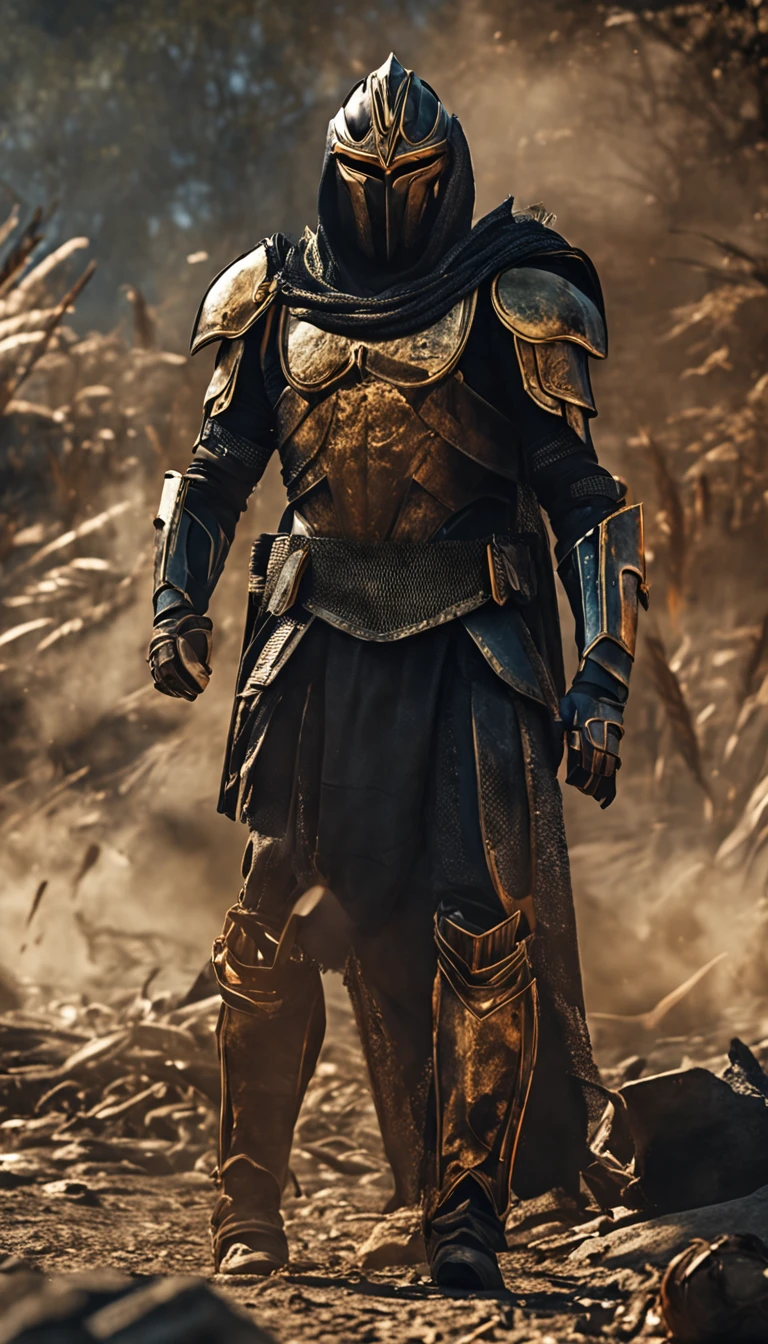 spartan warrior, Fighting , Stunning armor, Black gold armor, Epic, 8K