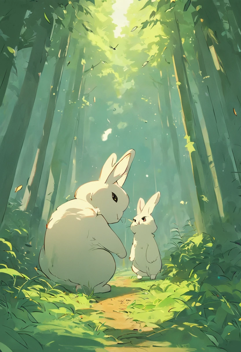 A rabbit, at a forest, pleasing, cheerful, stas，Line drawings，sketching