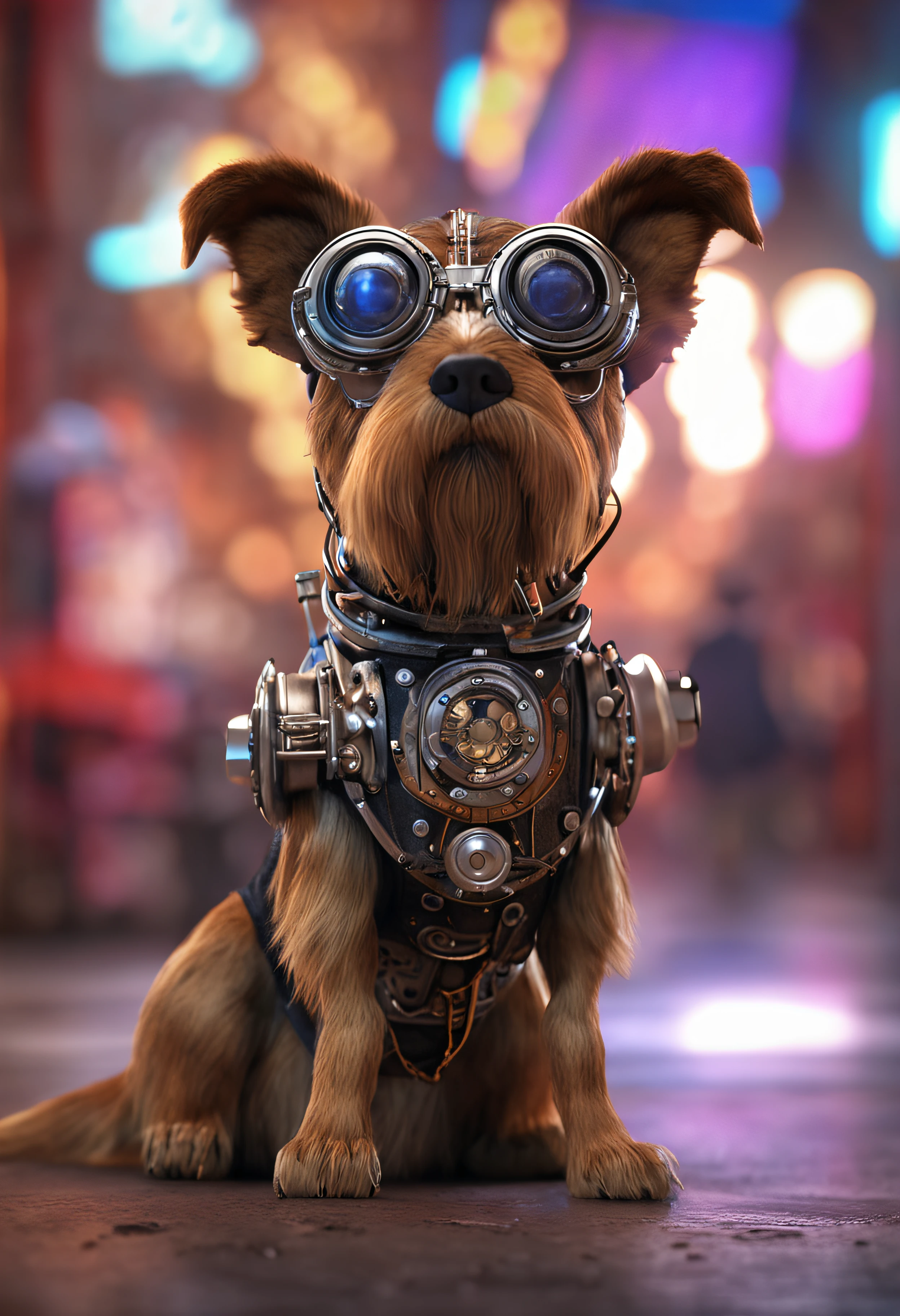 steampunk dog, octane render, hyper realistic, –AR 2:3 –q 2