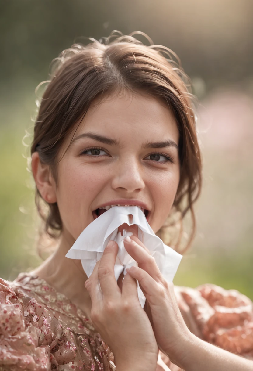 Girl sneezing