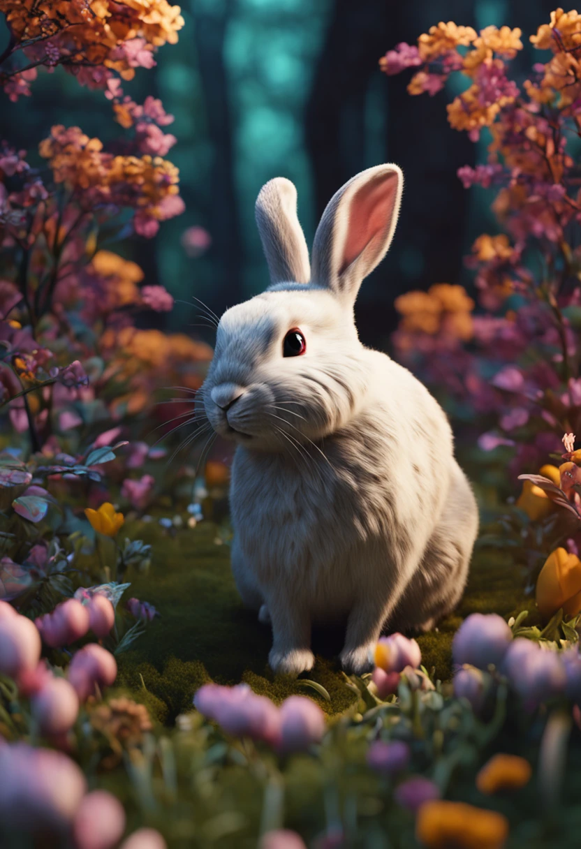 A rabbit, at a forest, pleasing, cheerful, stas,3D,