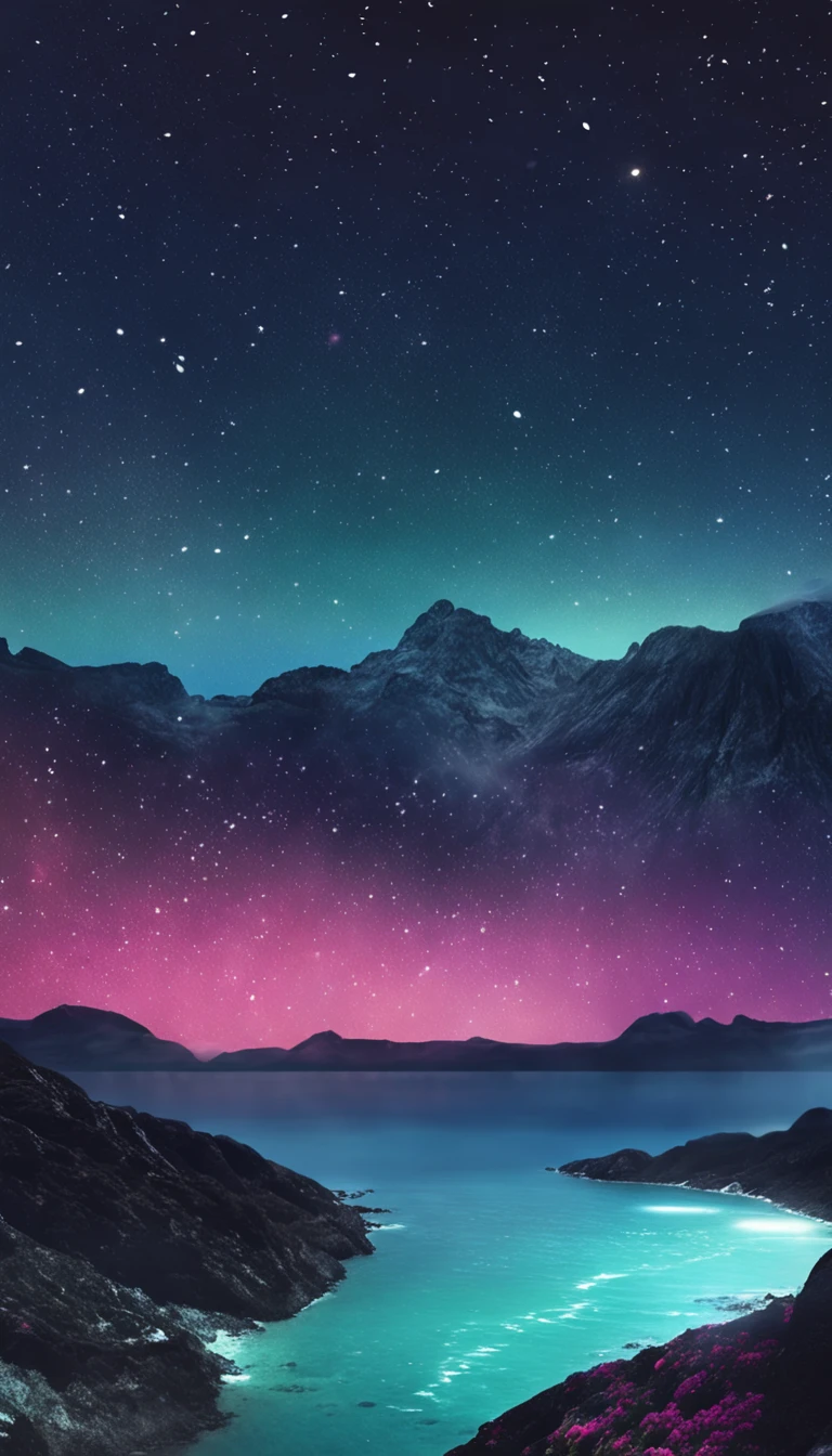 water, Sea, Dark sky, rain, Mountains, stars, Starfall, milky ways