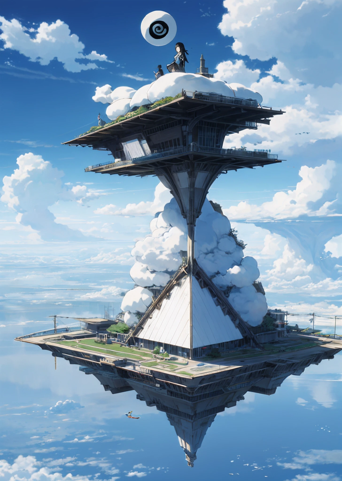 modern day,mirai,hiar,floating island in the sky,Yin Yang,Haihara,teens girl