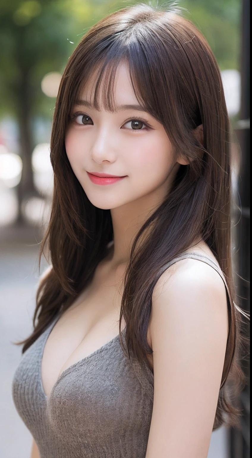masutepiece, Best Quality, Illustration, Ultra-detailed, finely detail, hight resolution, 8K Wallpaper, Perfect dynamic composition, Beautiful detailed eyes, Women's Fashion Summer,Medium Hair,Small breasts natural color lip, Bold sexy poses,Smile,Harajuku、20 years girl、Cute、Sexy shot looking at camera