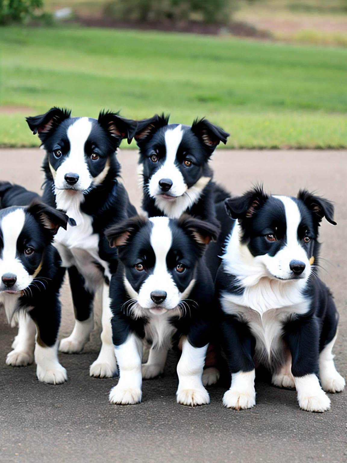 border collie　pup　8 horses