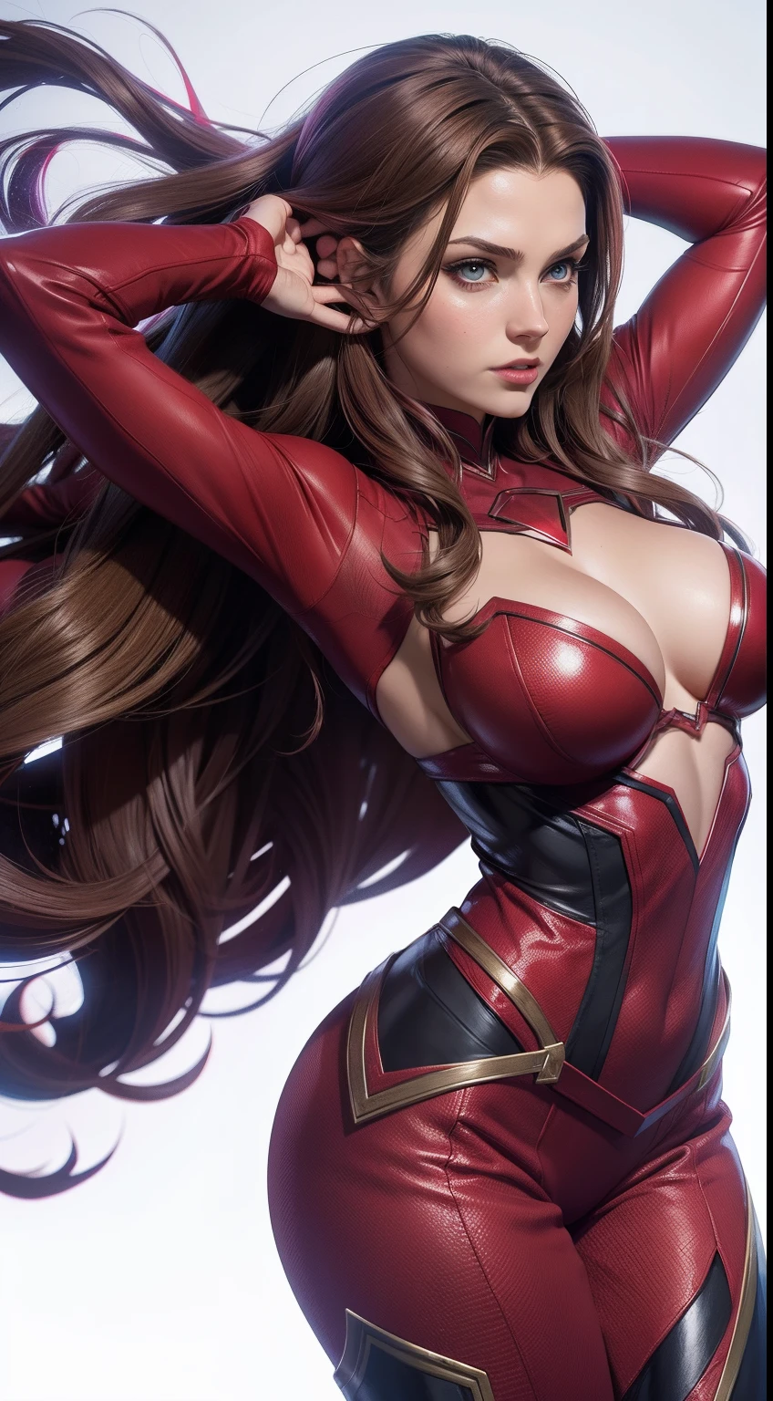 Scarlet Witch (tetas grandes) от Marvel Comics, fantasy setting, Dynamic poses, whitebackground, Character concept, character art, Character portrait, tmasterpiece, beste-Qualit, best resolution, 8K
