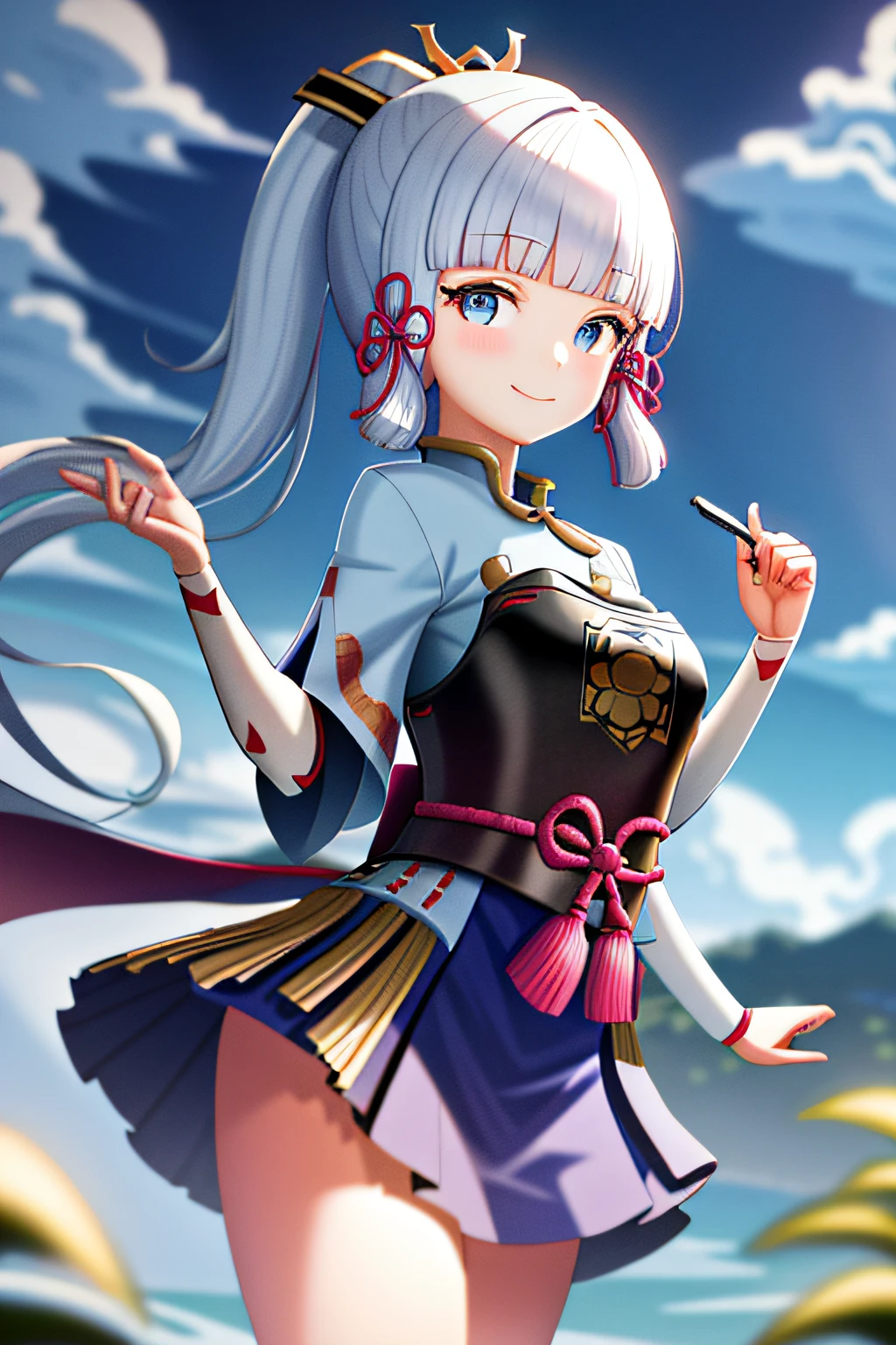 masterpiece, highres, best quality, 1girl solo, kamisato_ayaka, smile, kimono