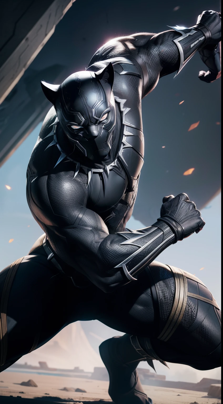 Black Panther от Marvel Comics, fantasy setting, Dynamic poses, whitebackground, Character concept, character art, Character portrait, tmasterpiece, beste-Qualit, best resolution, 8K