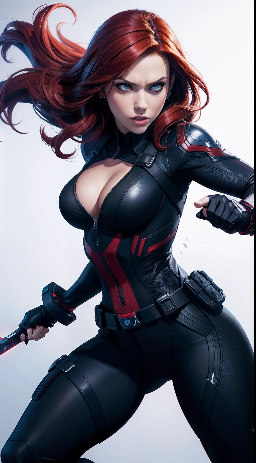 Black Widow от Marvel Comics, fantasy setting, Dynamic poses, whitebackground, Character concept, character art, Character portrait, tmasterpiece, beste-Qualit, best resolution, 8K