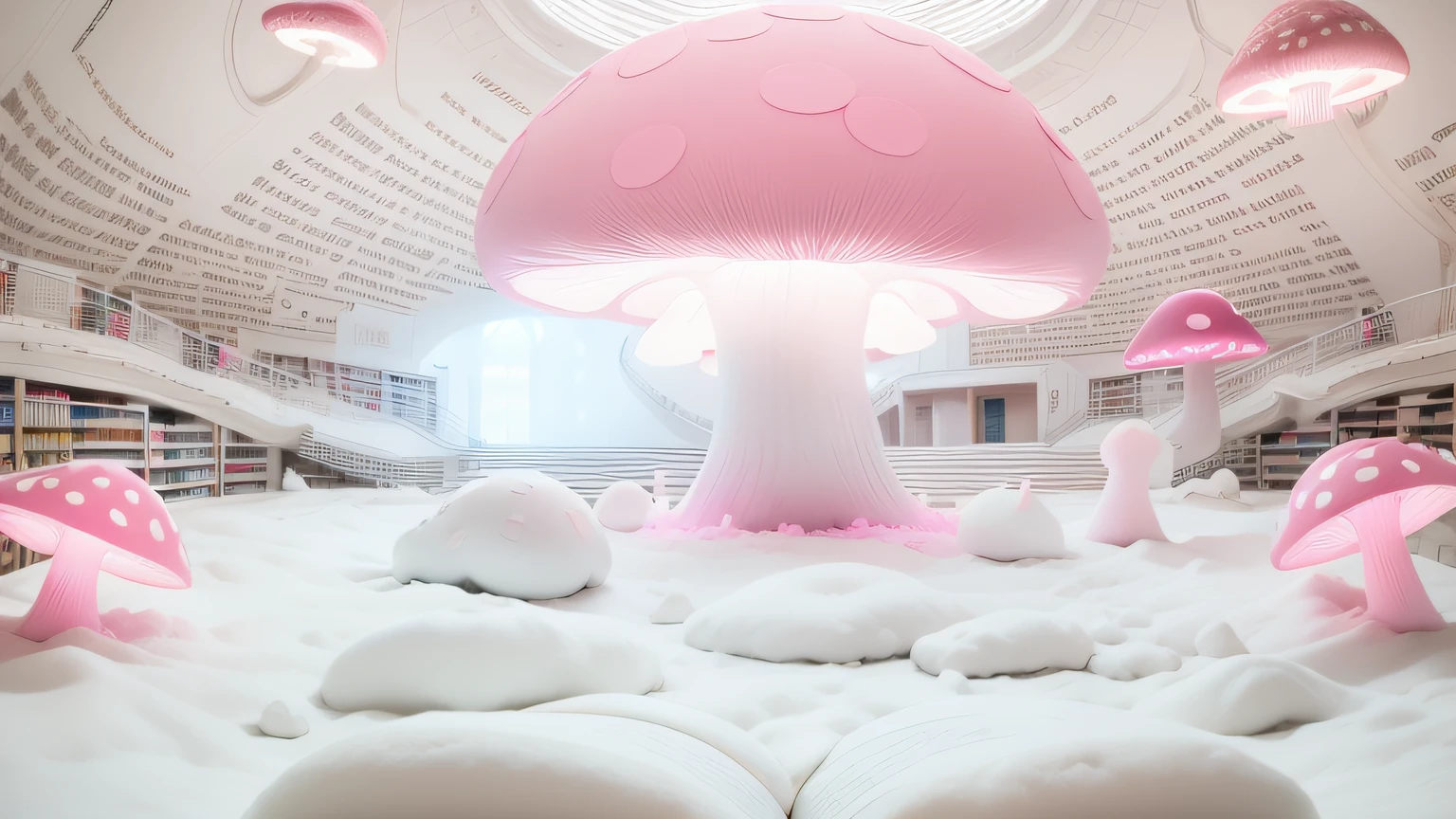 Biblioteca. Livros. maquete. Neon dark pink mushroom. maquete. Neon Mushroom. cotton. maquete. neon light. cotton. maquete. dark pink mushroom.