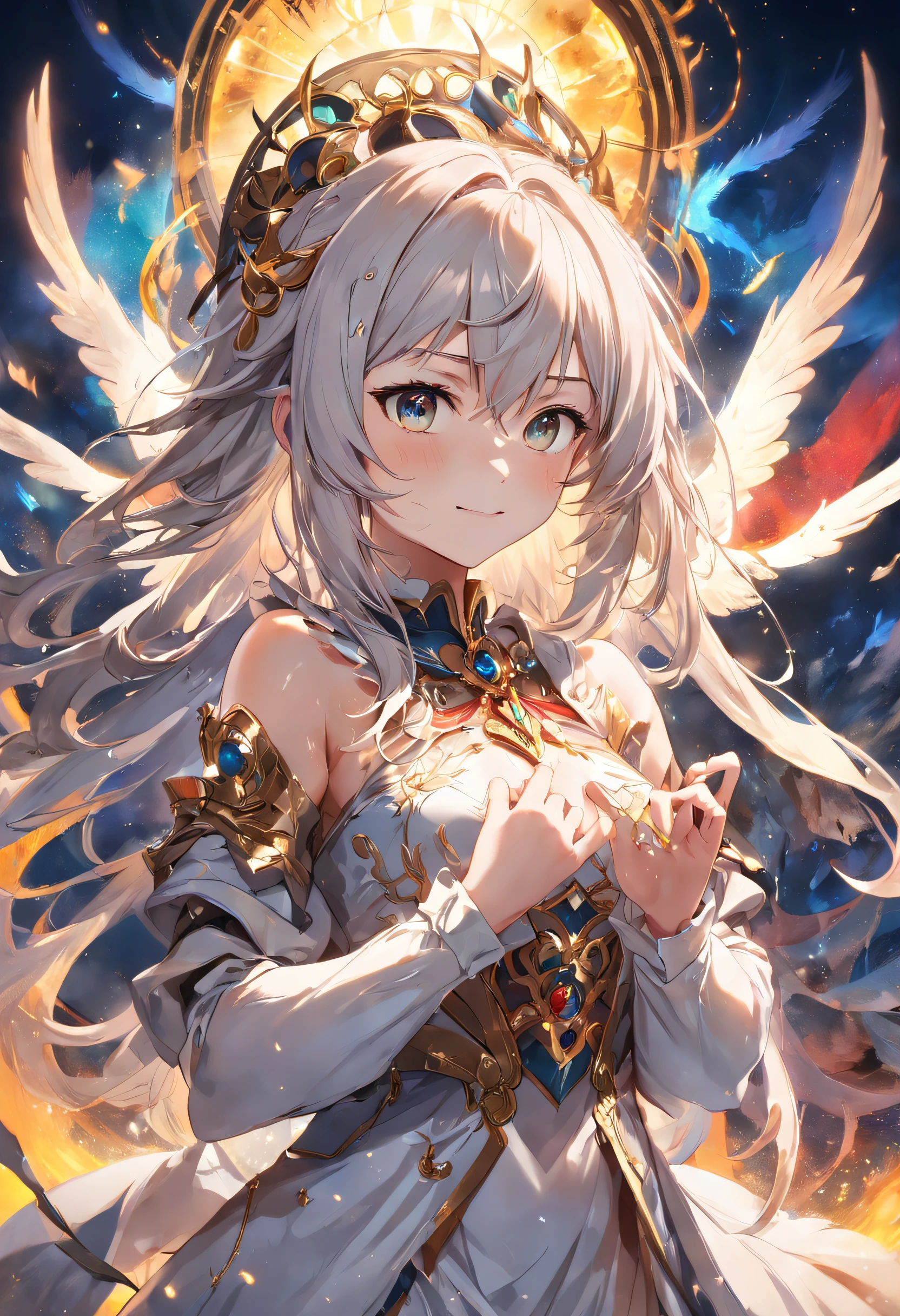 ((top-quality)), ((masutepiece)), (ultra-detailliert:1.4),(32k images),(Ultra-high detail),Best Anime,sharpness,The best wallpapers,Manipulation of light:0.9,Fantastical,(the Wise),Smile,Fantasy World Library 1.1, (Perfect anatomy without destruction),(Beautiful eyes with detailed and detailed details,Lustrous eyes),(Beautiful robes with detailed details:1.1),(Glossy short hair:1.4),beret,glimmering light:0.7,Having ancient documents,stain glass,0.8,apples:0.7 Sitting on a chair:1.3