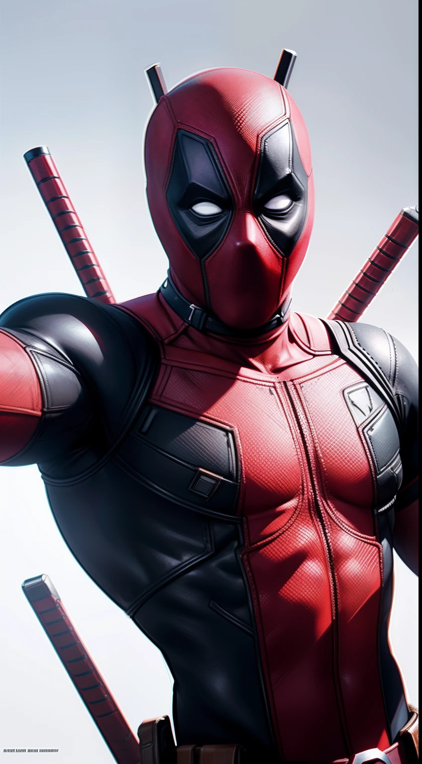 A deadpool, real white and gold color with titanium cybernetic suit, detalhado, designe perfeito, alta qualidade arestas perfeitas e simmetricas ::n_desenho de estilo, low quality defect, boneco, game, anime