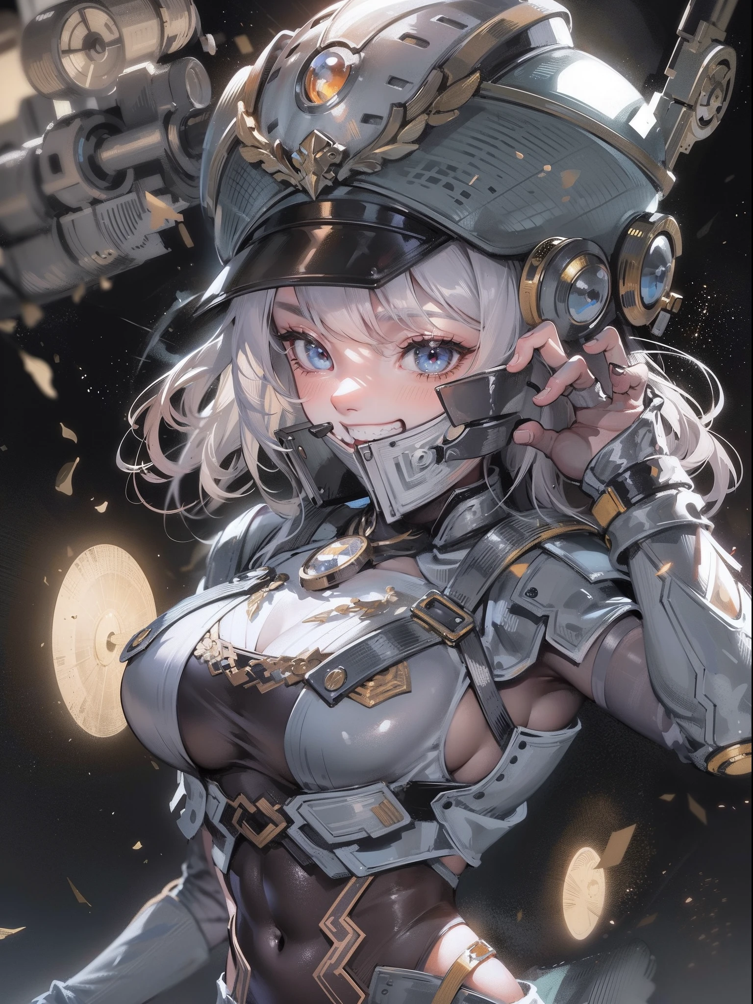 The highest image quality、The best illustrations、beatiful backgrounds、Beautiful portrait、Muscle Beauty、Muscle Carnival、Muscle Old Lady、Metal Body Armor、Female Detective、Female Space Detective、grin、