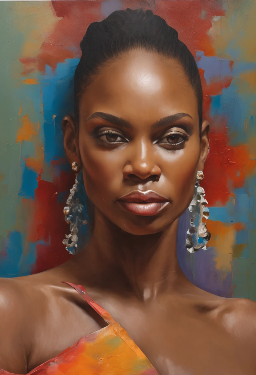 a tall woman of color,topless,sensual,beautiful detailed eyes,beautiful detailed lips,extremely detailed eyes and face,longeyelashes,elegant pose,perfect skin,flawless complexion,dramatic lighting,chiaroscuro,moody atmosphere,dark and mysterious,cinematic,portrait,high contrast,dramatic shadows,renaissance style,oil painting,master brushwork,painterly,impasto texture