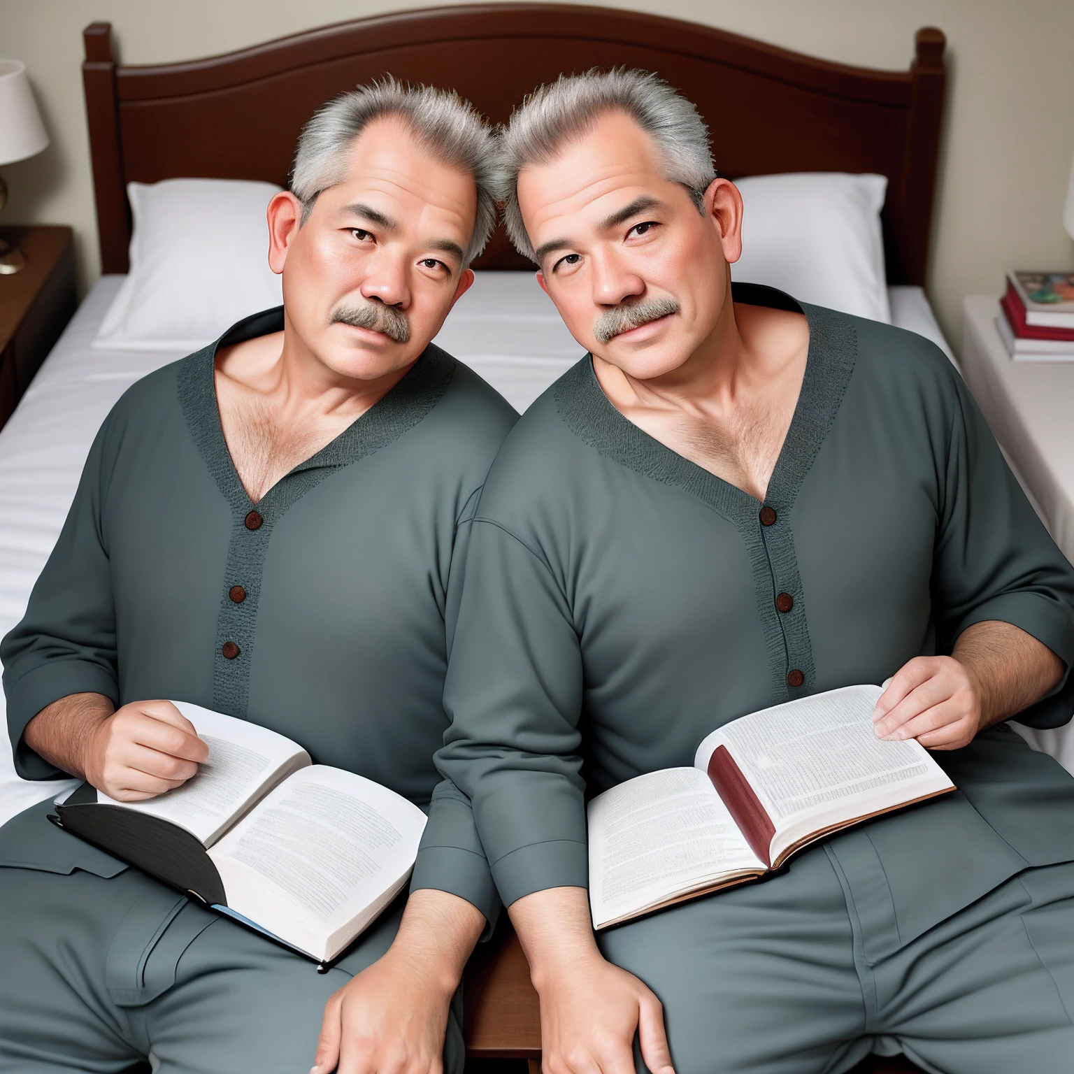Twin brothers，age 55，magister，onbed