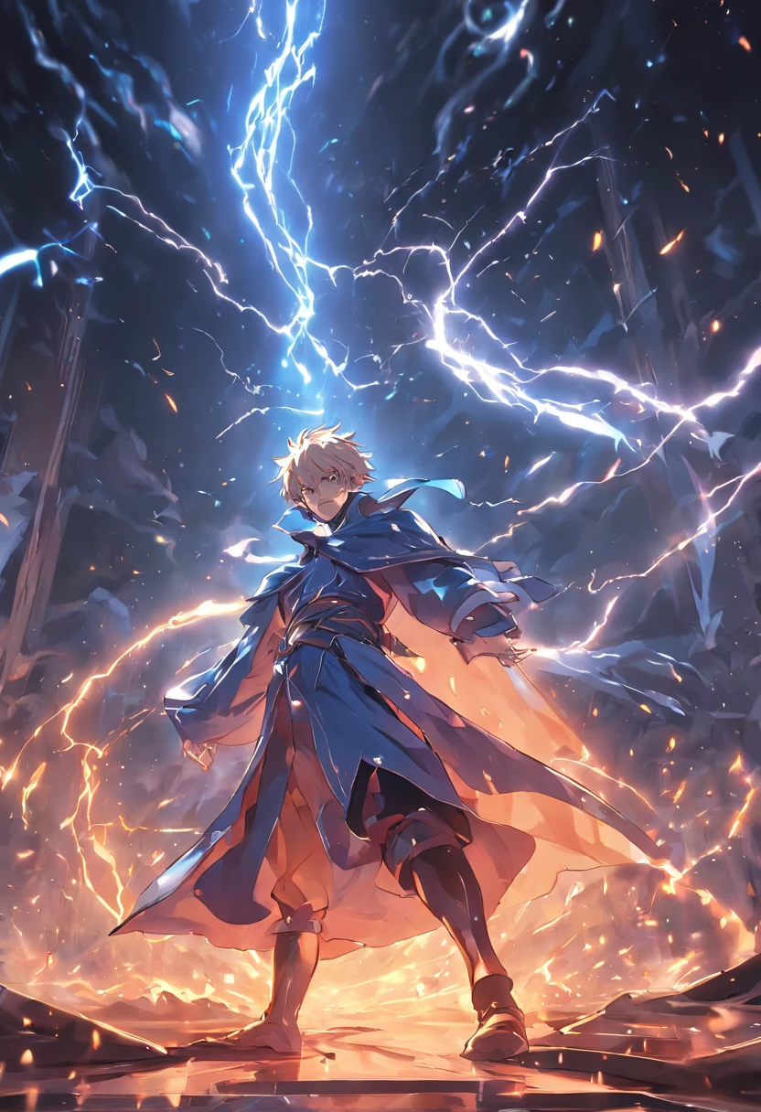 (8K Animation:1.2) (best qualityer) One mage fights another, All with lightning attacks