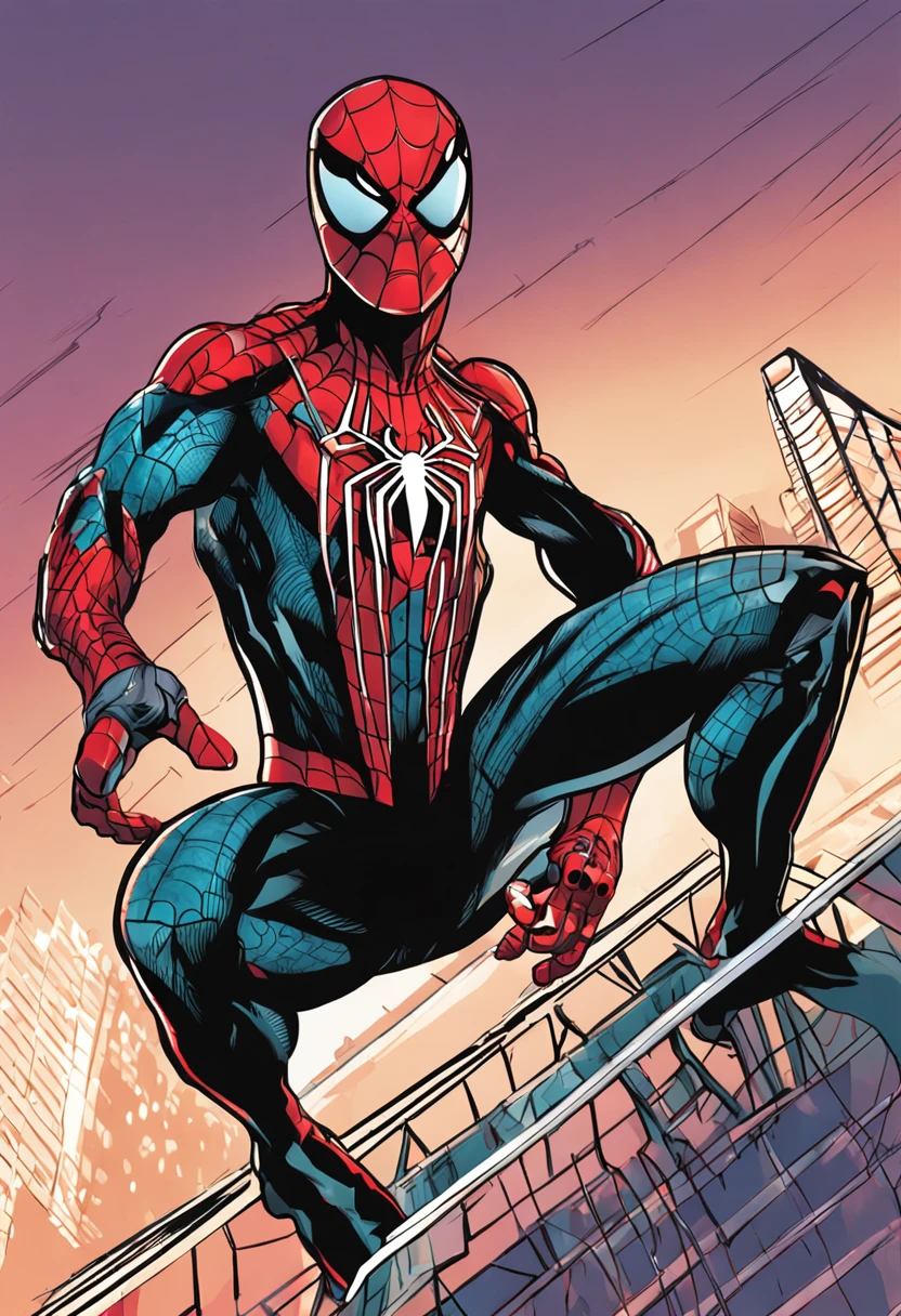 boneco do spider-man, com armadura futurista, estilo cartoon