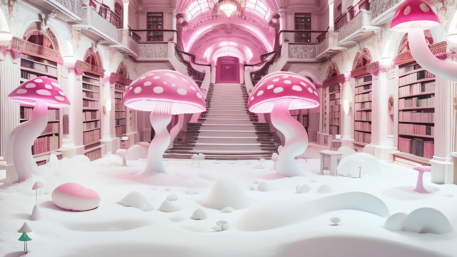 Biblioteca. Livros. maquete. Neon dark pink mushroom. maquete. Neon Mushroom. cotton. maquete. neon light. cotton. maquete. dark pink mushroom.