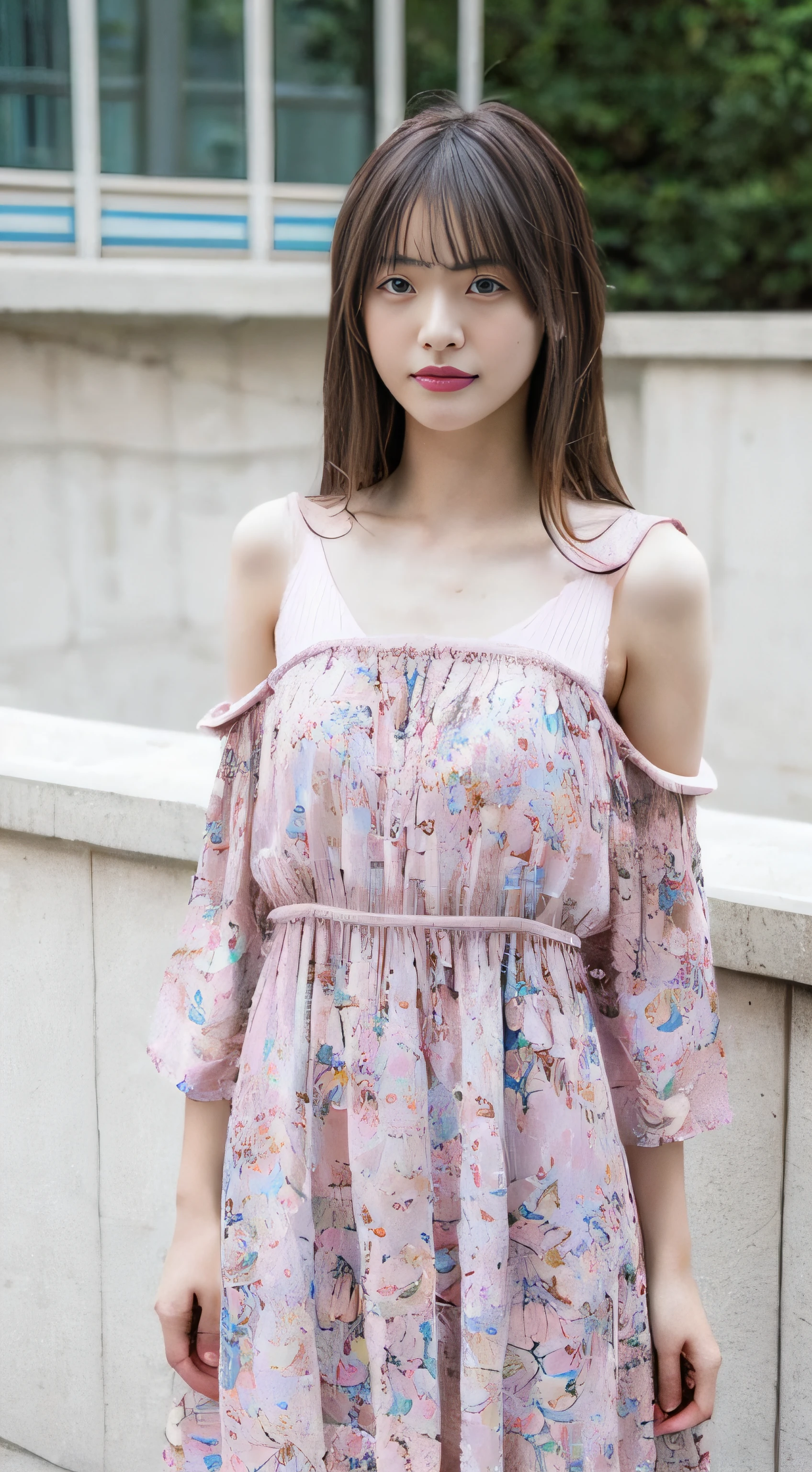 (8K、Raw photography、top-quality、​masterpiece:1.2)、32K、ultra res、fully body photo、(Composition from the knee up:2.0)、medium distance shot:1.7、200mm telephoto lens:1.8、body facing forward:2.0、Full body portrait、rialistic photo、((Body Contrapless Pink Floral Camisole Long Dress:1.8))、The perfect dress for the body:2.0、(realisitic、Photorealsitic:1.37)、超A high resolution、depth of fields、Soft lighting、Caustics、Canon EOS、​masterpiece、ultra-detailliert、pylons、(8K、Raw photography、top-quality、​masterpiece:1.2)、32K、ultra res、rialistic photo、(realisitic、Photorealsitic:1.37)、超A high resolution、depth of fields、Caustics、Canon EOS、​masterpiece、ultra-detailliert、fully body photo、1girl in、独奏、in poolside、Slender Abs、flat breast、small tits、Bust 70 cm、Hip 82 cm、Slender body、big breasts thin waist、The crotch is clear、tiny chest、small  hip、Model grade ratio、Vibrant poses、Super cute full body photo、1girl in、Long hair swaying in the wind:1.4、is standing、in poolside、Slender Abs、Waist 52 cm、flat breast、small tits、Bust 70 cm、Hip 82 cm、Slender body、big breasts thin waist、tiny chest、small  hip、Model grade ratio、Vibrant poses、Super Cute