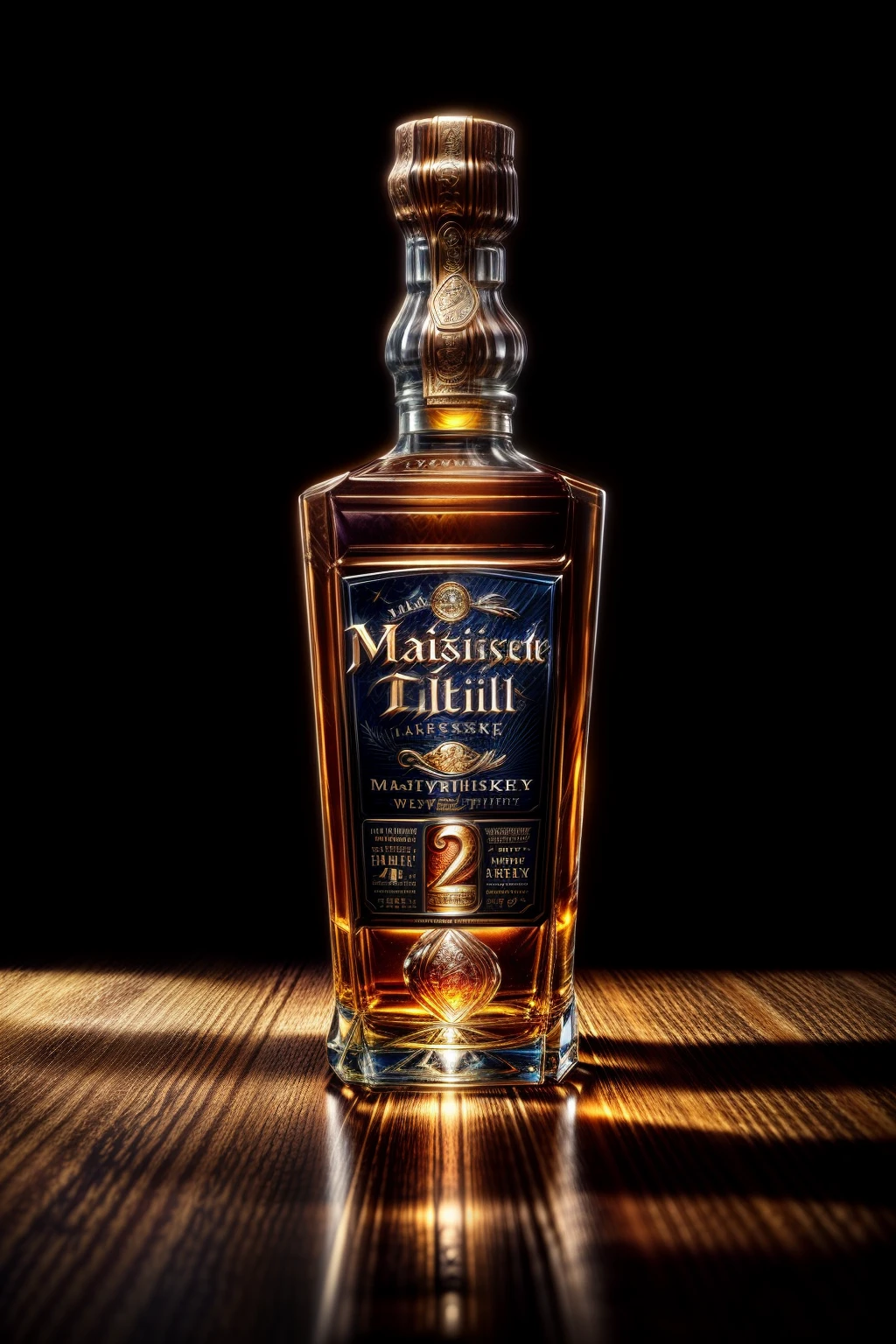 (still life), (masterpiece), (best quality), (a bottle of whiskey, a glass of whiskey:1.2), a dark oak pillar, a beautiful backlight, a dark room in an elite club, ultra detailed, reflections, extremely detailed, 8k, detailed background