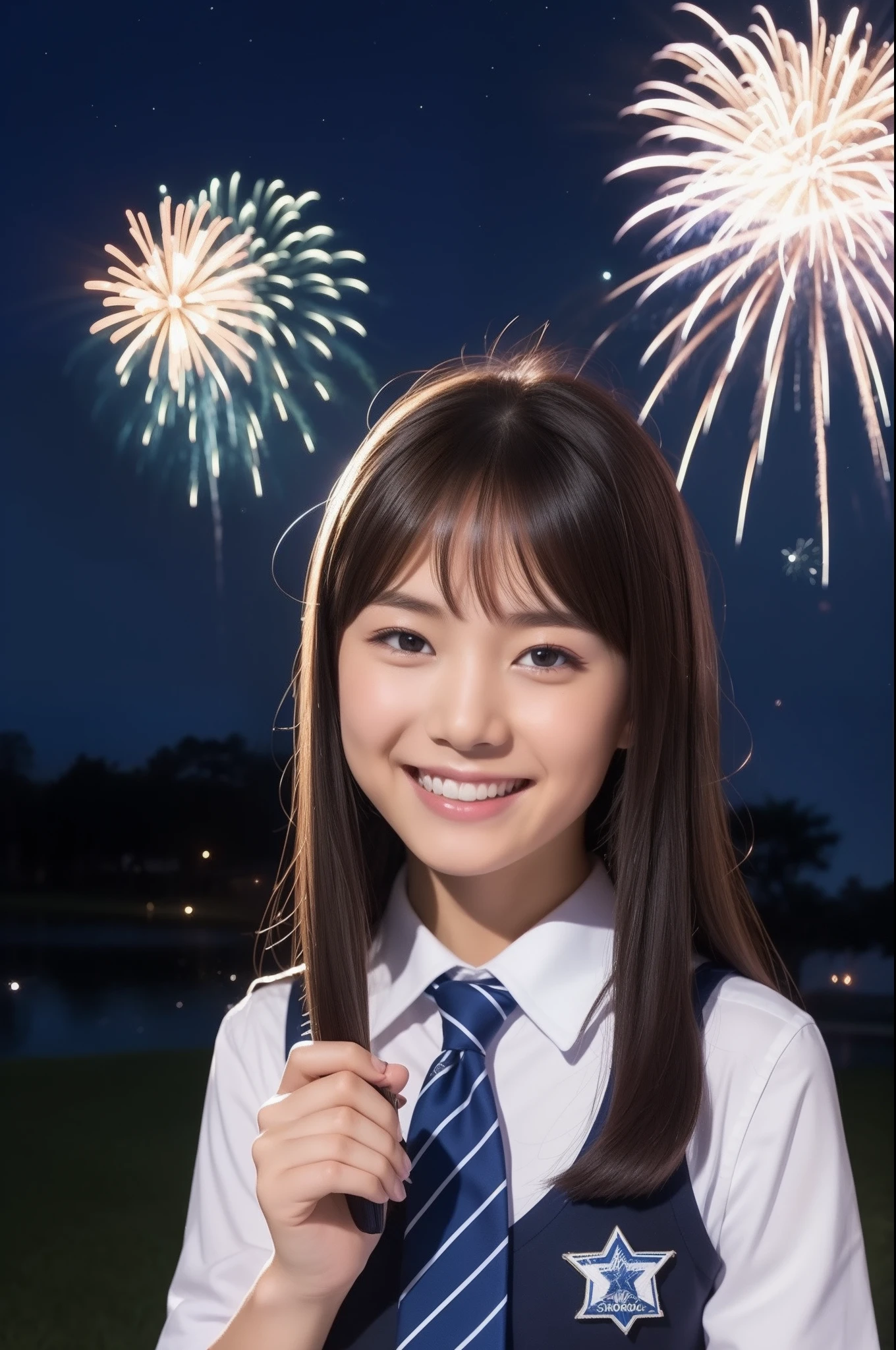 A smile、hi-school girl、校服、While doing fireworks、starrysky、Aurora、Idol