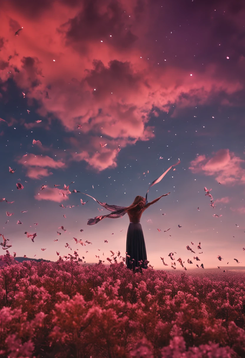 Na cidade flutuante de Aerion, where winged beings dance on the winds, create an uplifting, ethereal composition that embodies the freedom and expanse of the heavens:, Foto em close-up