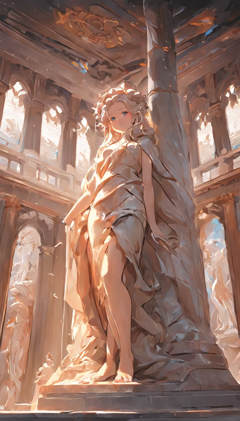 Classical sculpture,David,Grandiose scenes,Clear details,classical beauty,Illustration style,A majestic,Cyber,psychedelia,art poster,Escultura,Michelangelo,Fault art,Classical sculpture,Classical oil painting style,